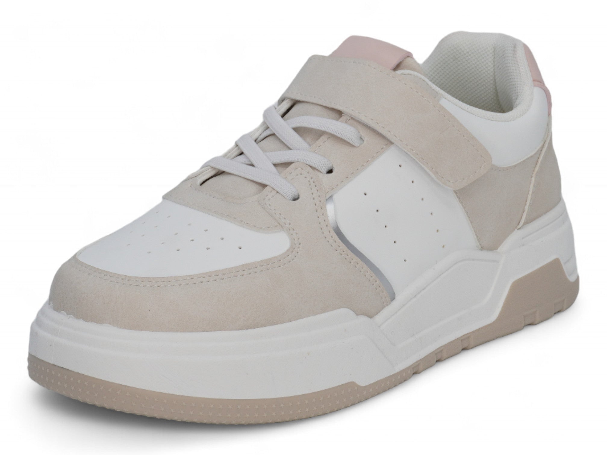 Girls Gray & Pink Lace Up Sneaker