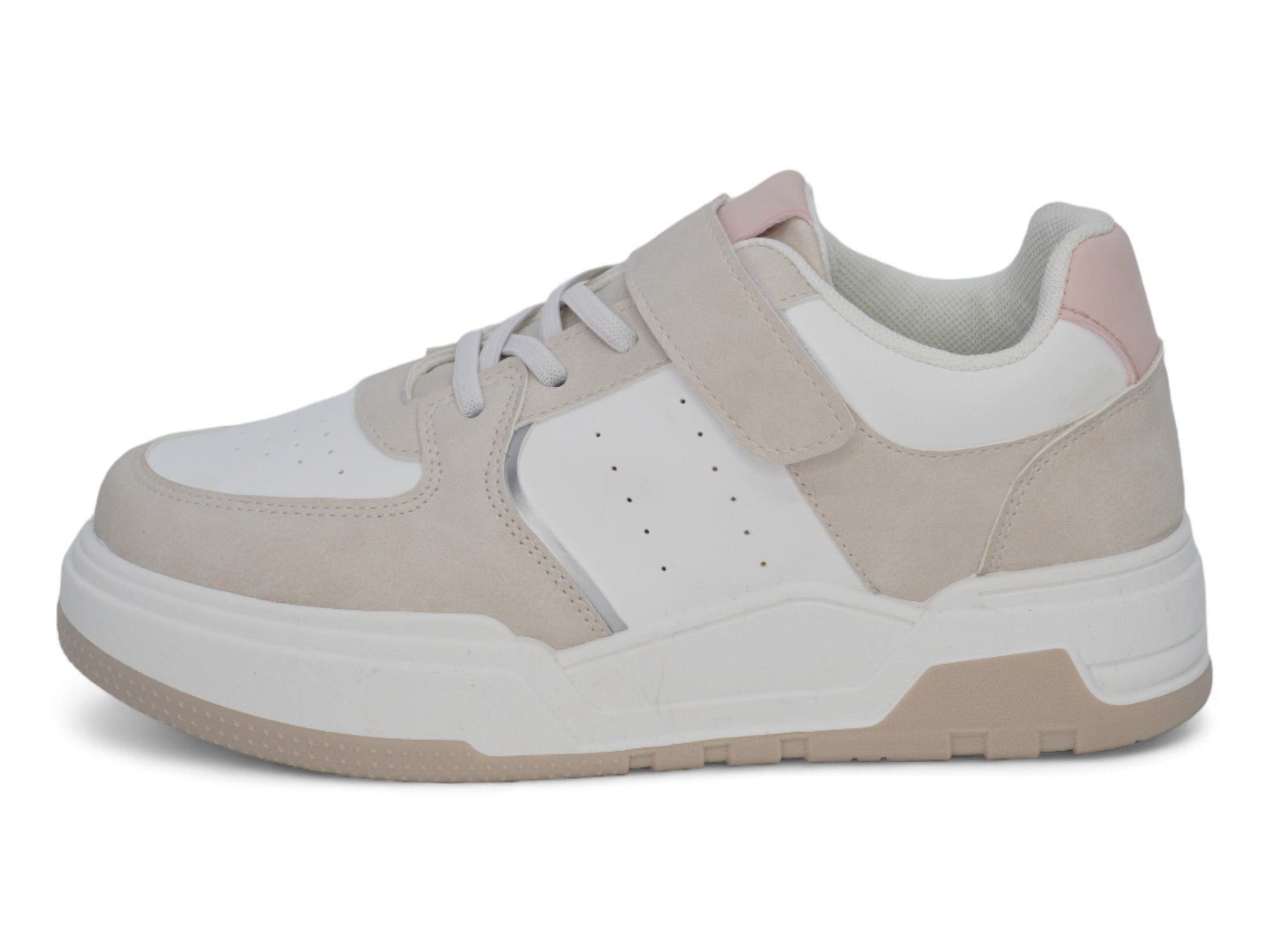 Girls Gray & Pink Lace Up Sneaker