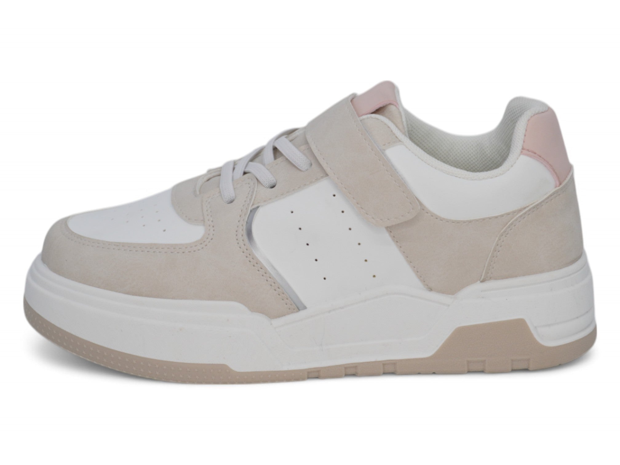 Girls Gray & Pink Lace Up Sneaker