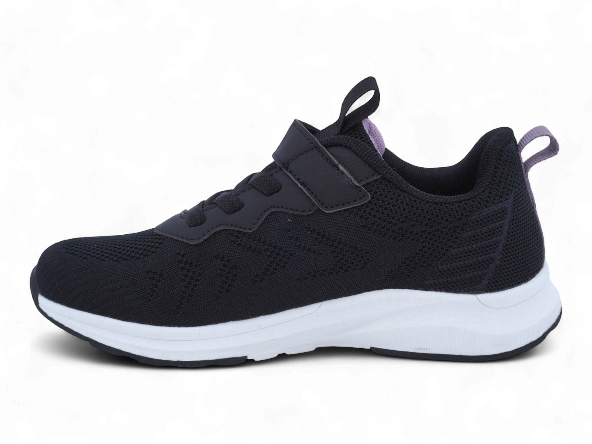 Girls' Black & Purple Velcro Athletic Sneaker