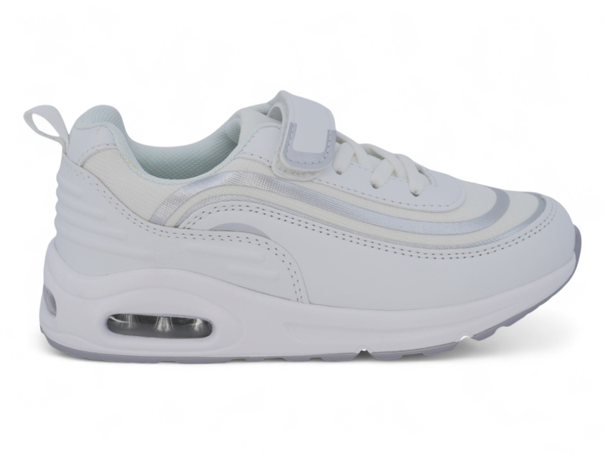 Girls' White & Gray Bubble Athletic Sneaker