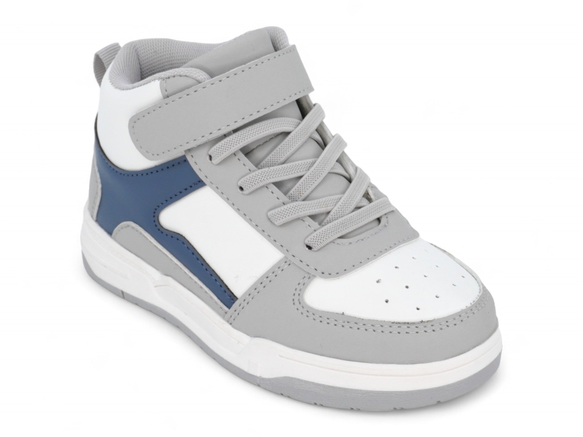 Toddler White & Blue Mid Top Sneaker