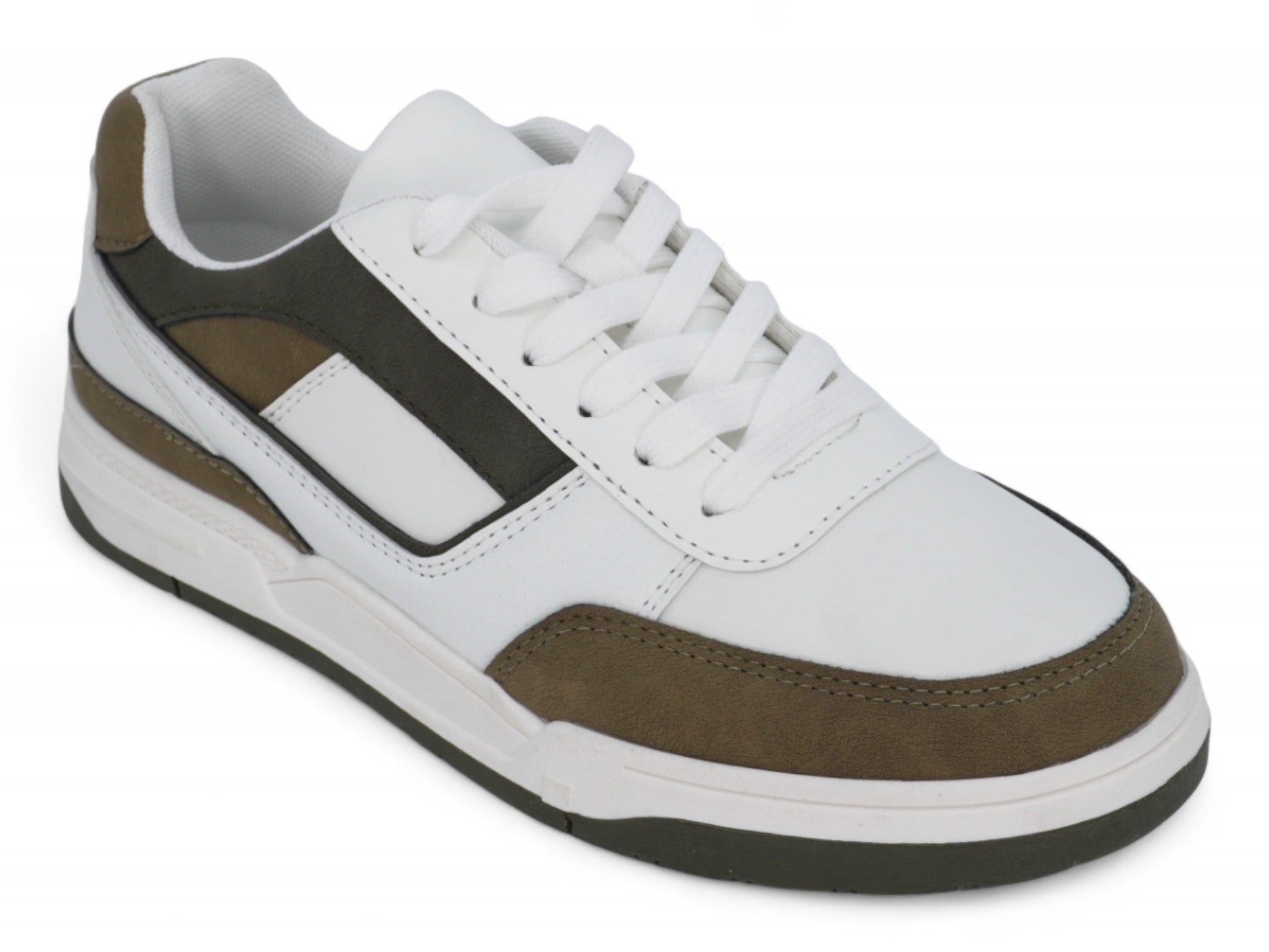 Boys' White & Khaki Low Top Sneaker