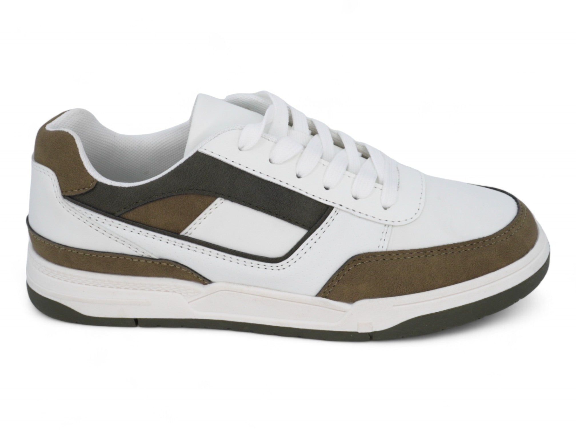 Boys' White & Khaki Low Top Sneaker