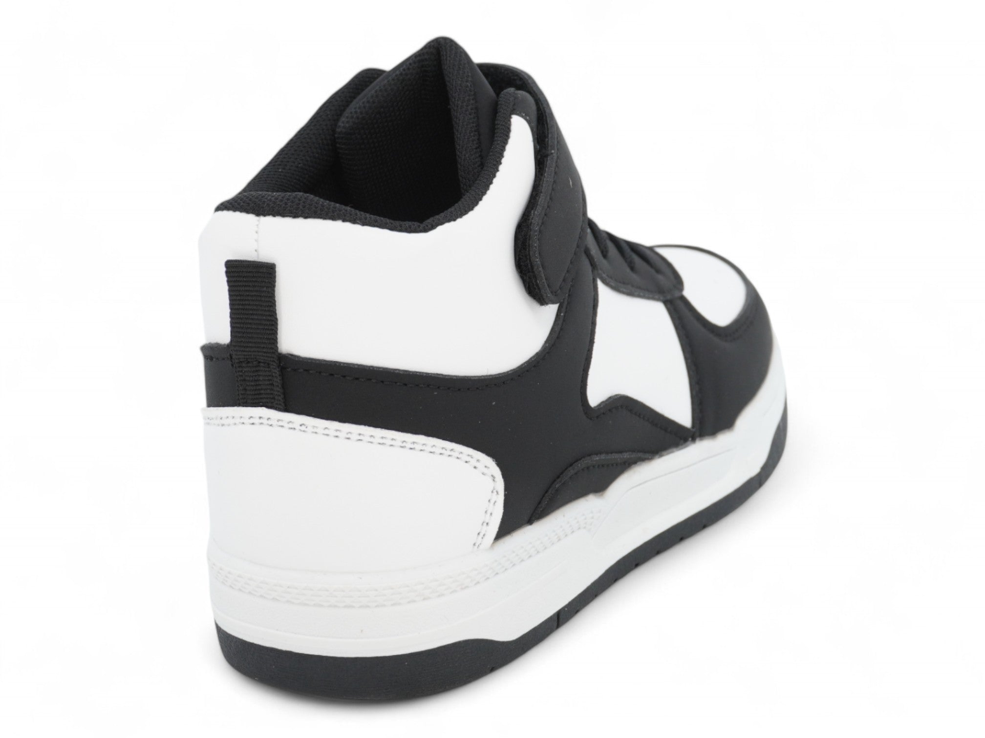 Boys' Black & White Mid Top Sneaker