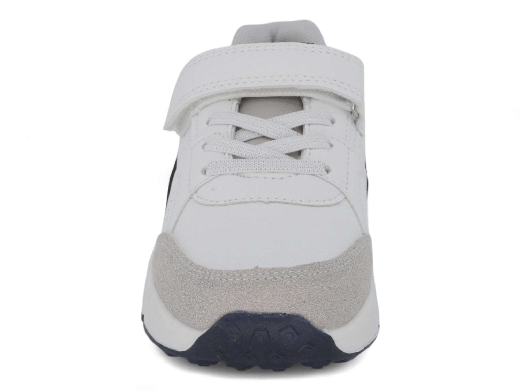 Boys' White & Gray Microsuede Sneaker