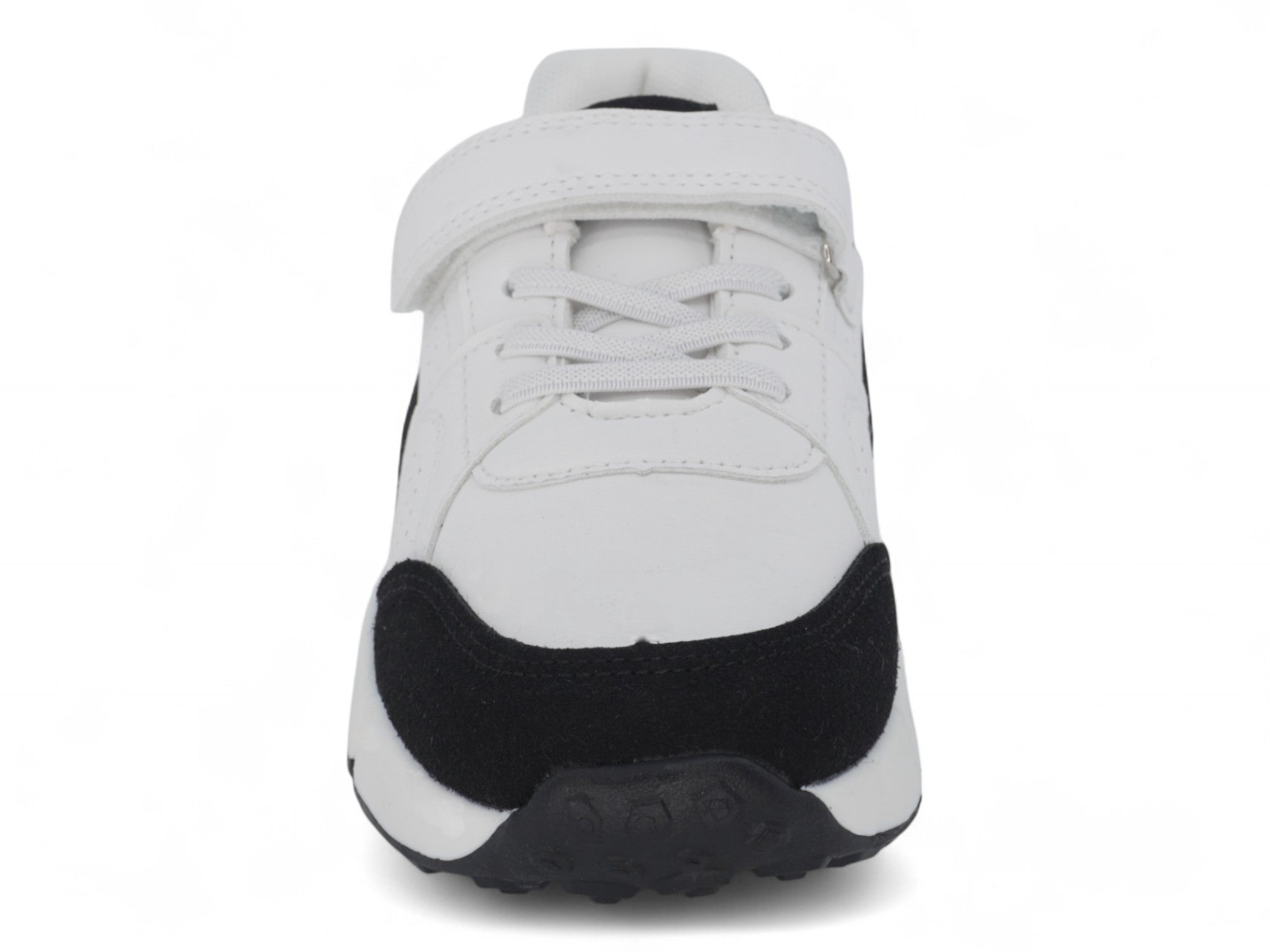 Boys' Black & White Microsuede Sneaker