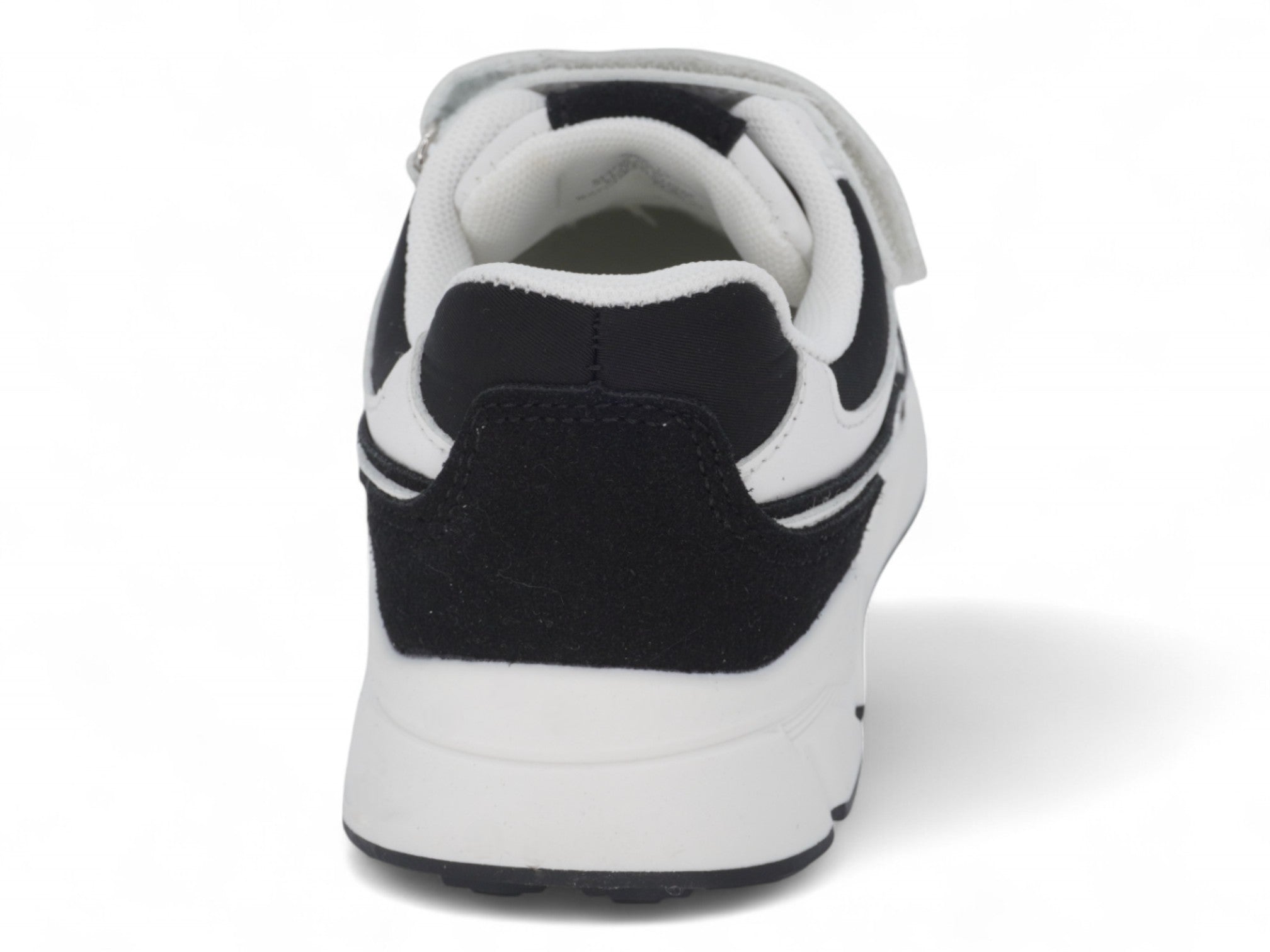 Boys' Black & White Microsuede Sneaker