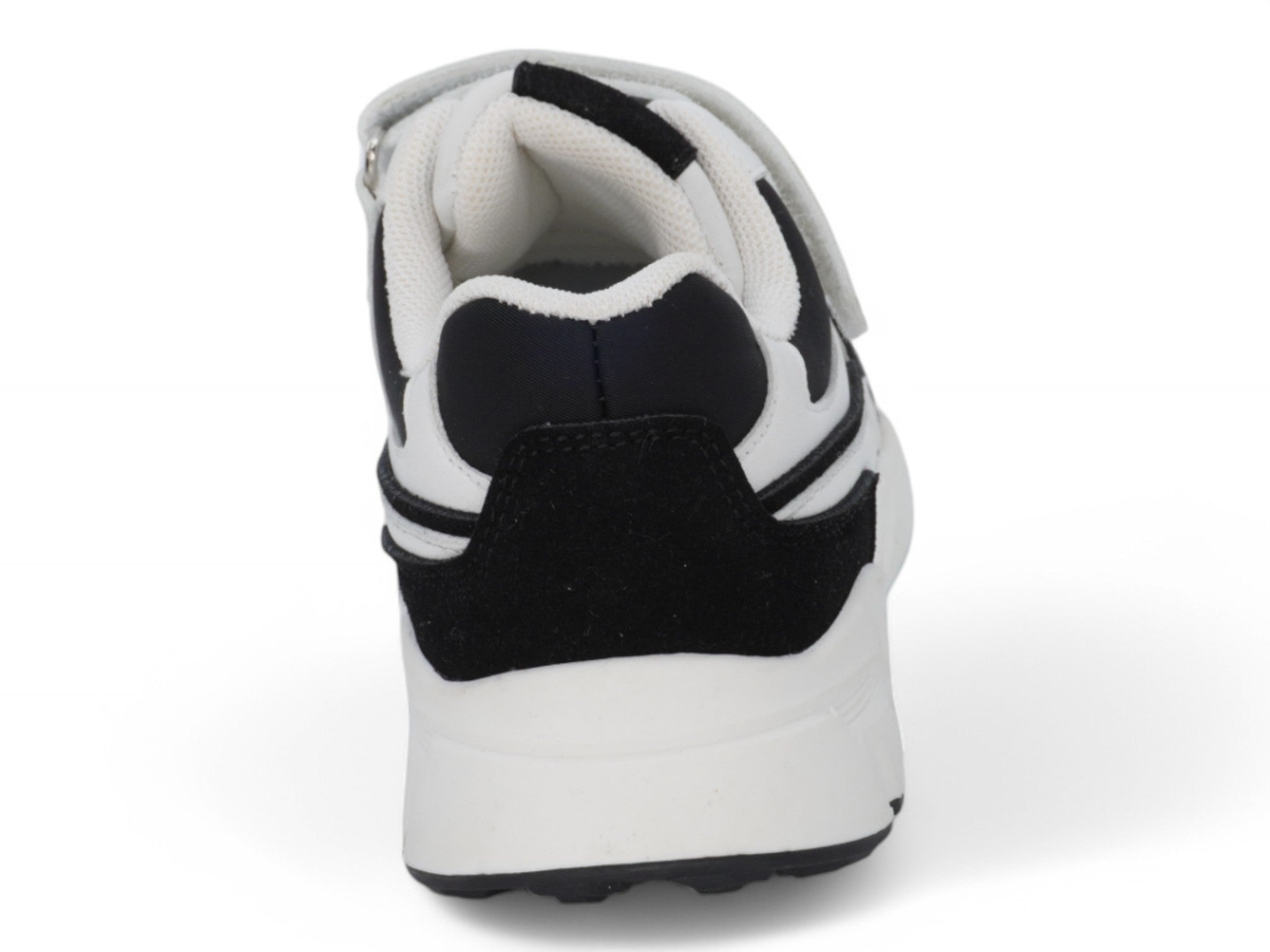 Boys' Black & White Microsuede Sneaker