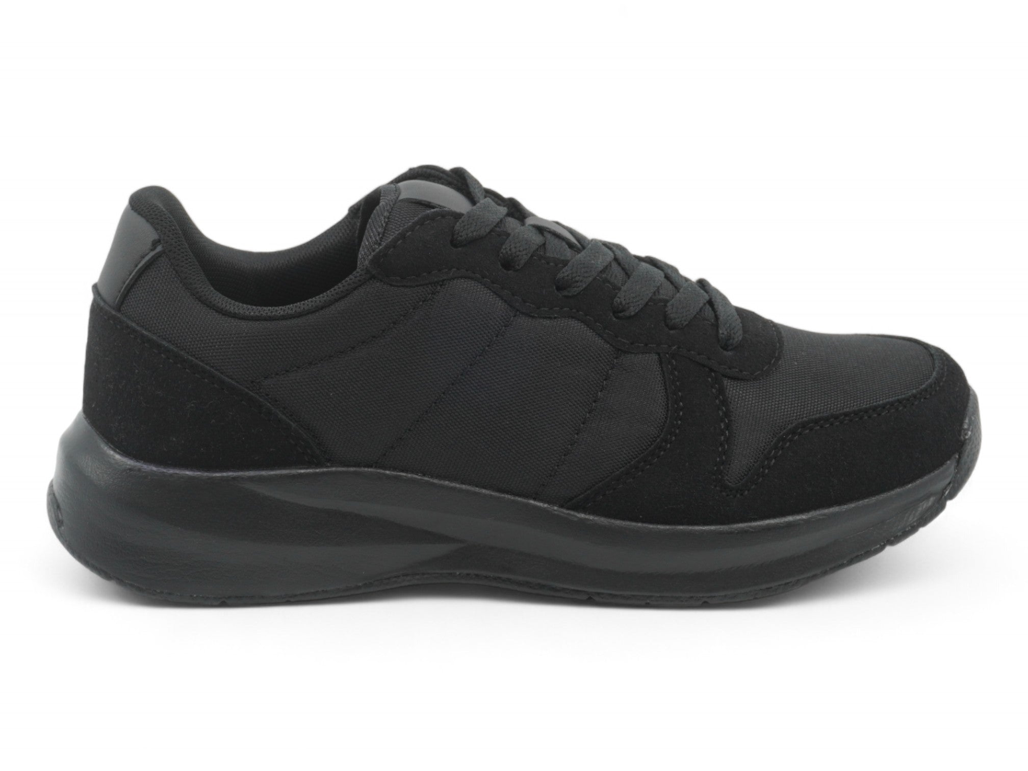 Women's Black Faux Suede & Lycra Non Slip Sneaker