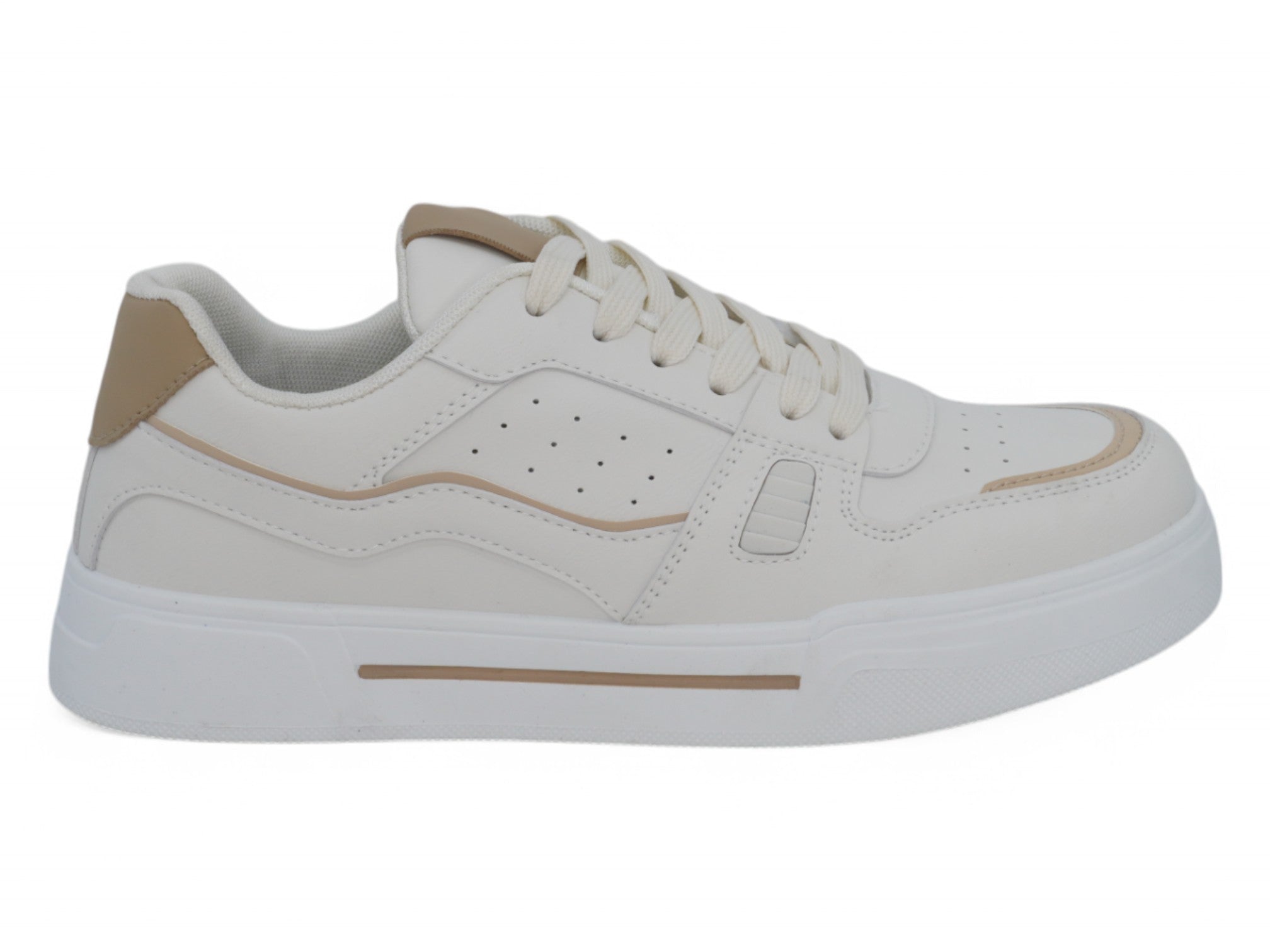 Men's White & Tan Courtside Sneaker