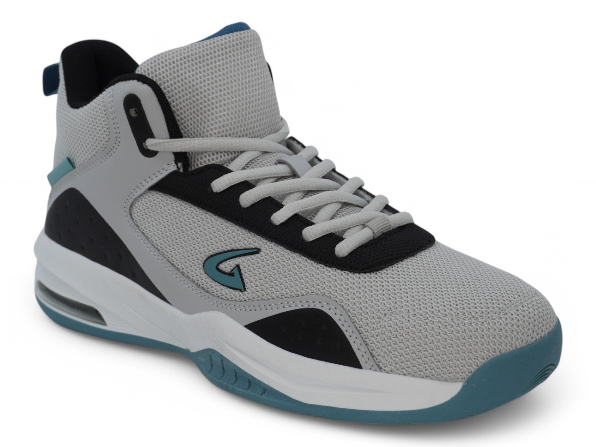 Men's Gray and Blue High Top Sneaker
