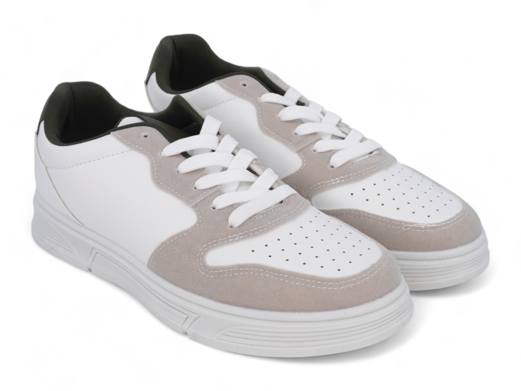 Men's White & Beige Court Sneaker