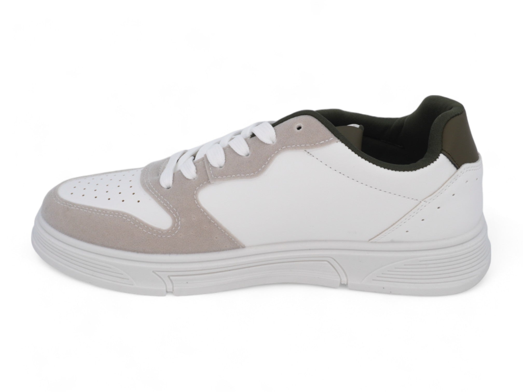 Men's White & Beige Court Sneaker