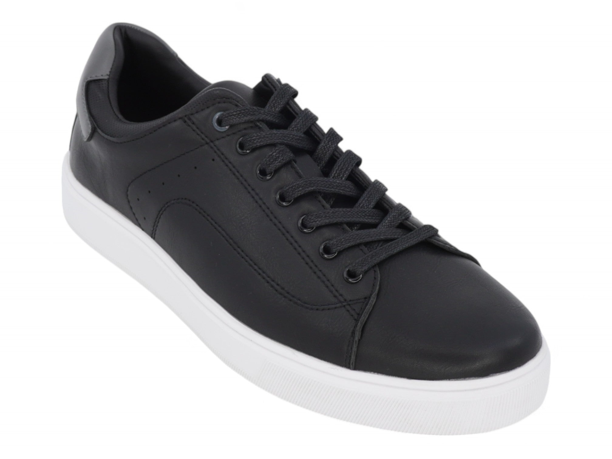 Men's Black Vegan Leather Courtside Sneaker