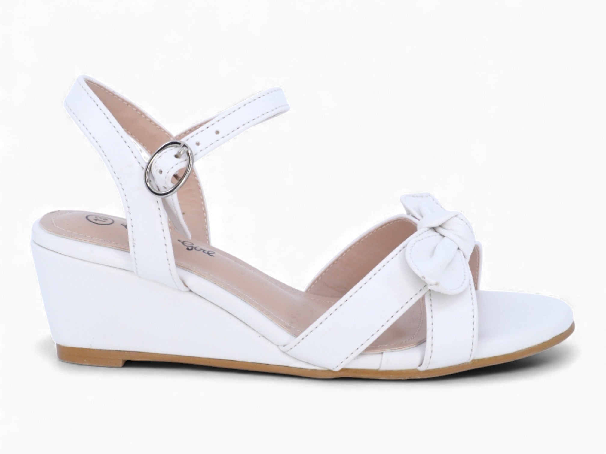 Girls' White Avery Wedge