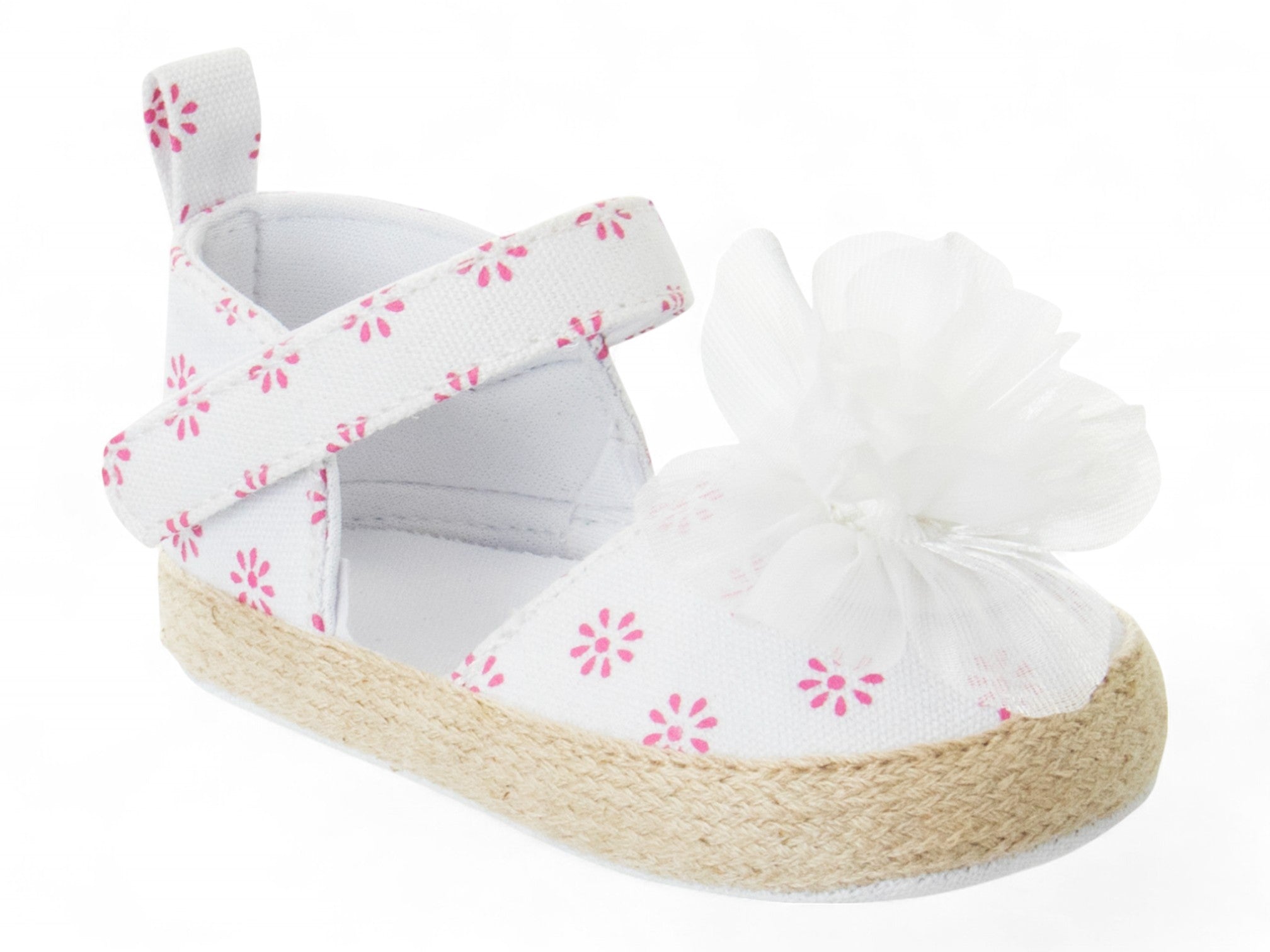 Infants White Pink Espadrille Soft Sole Sandal
