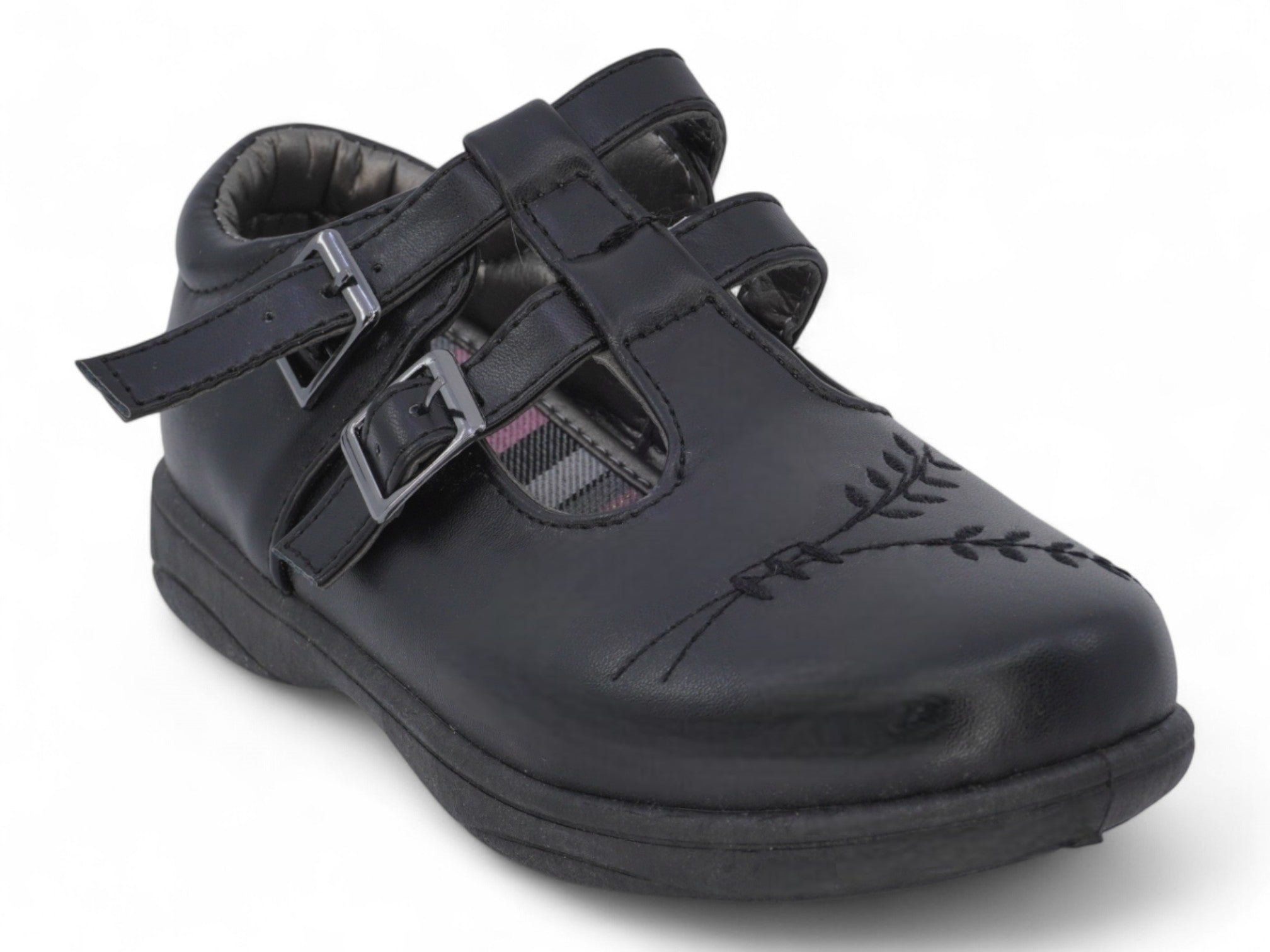 Girls' Black T-Strap School Shoe