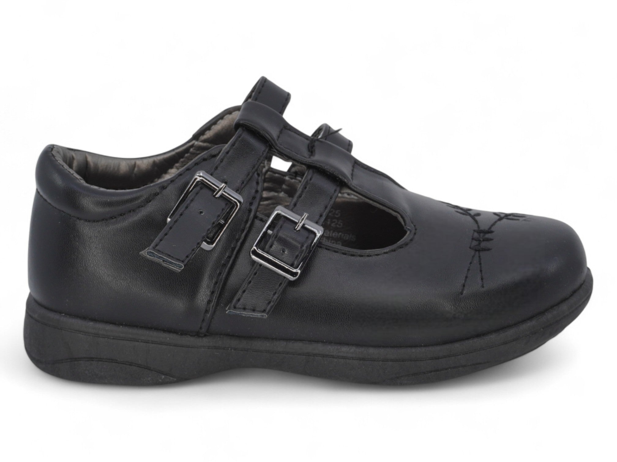 Girls' Black T-Strap School Shoe