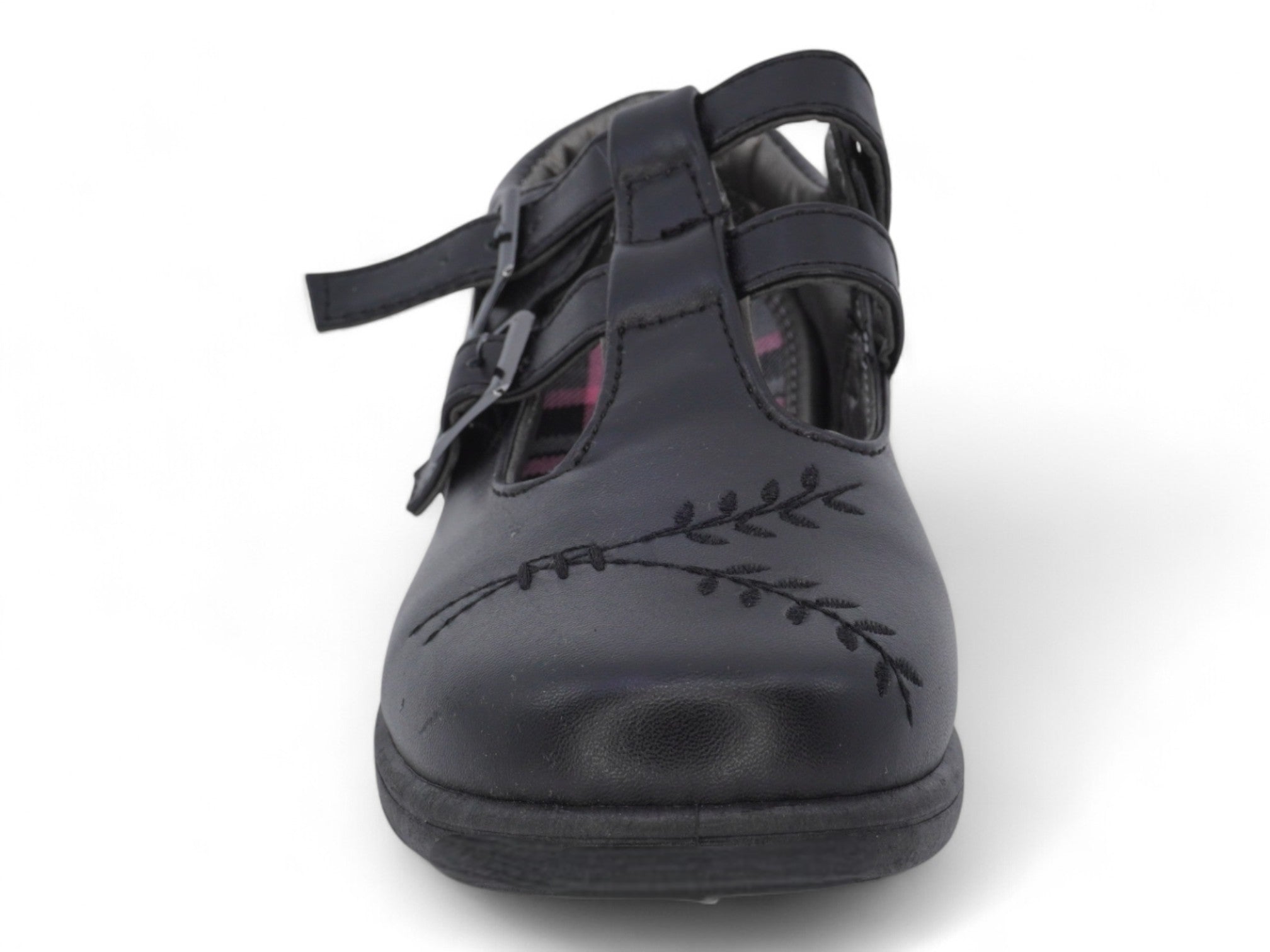 Girls' Black T-Strap School Shoe