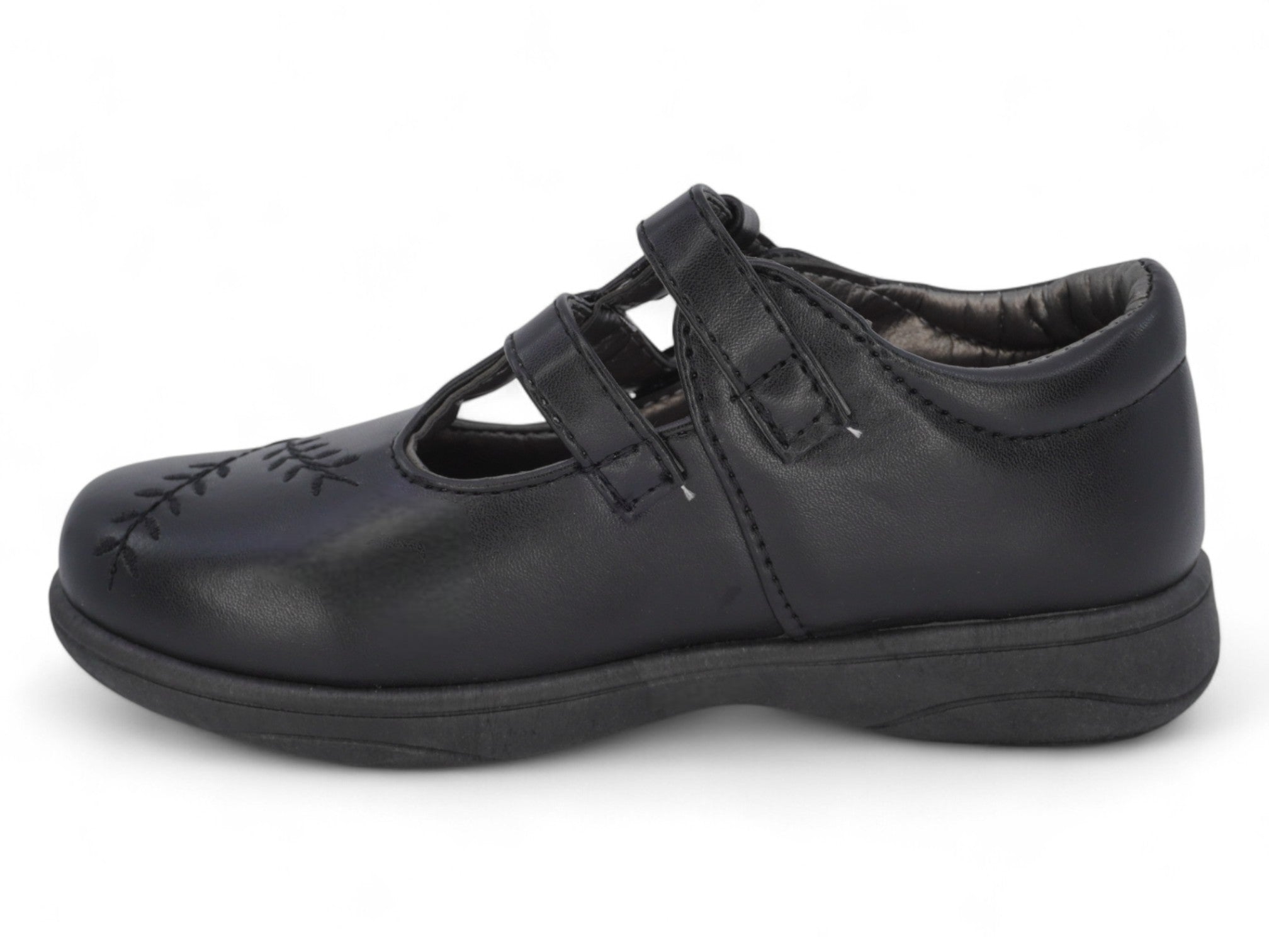 Girls' Black T-Strap School Shoe