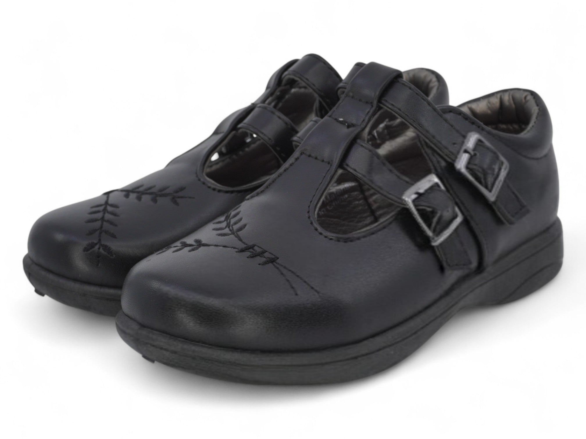 Girls' Black T-Strap School Shoe