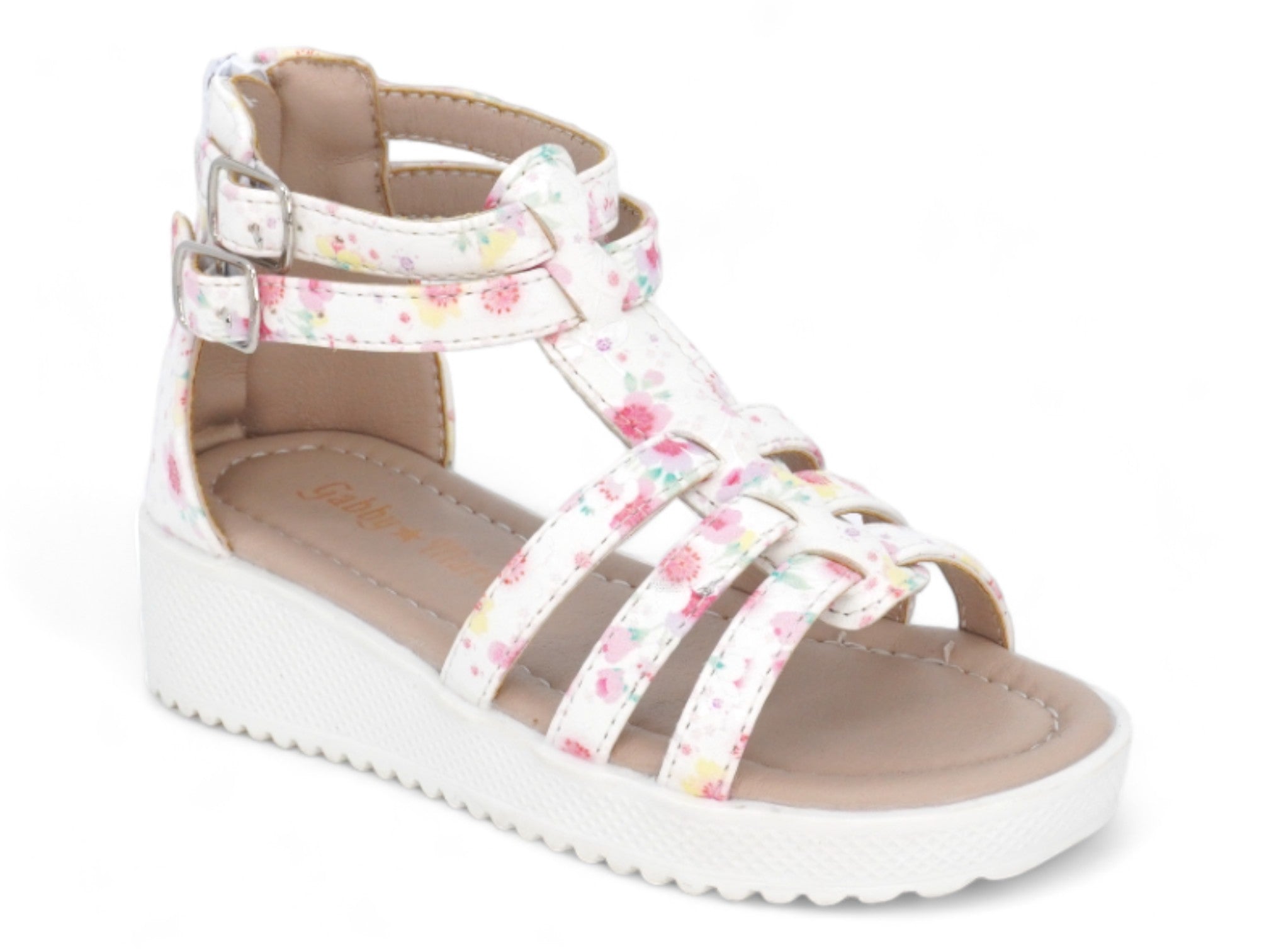 Girls' White Floral Gladiator Platform Sandal