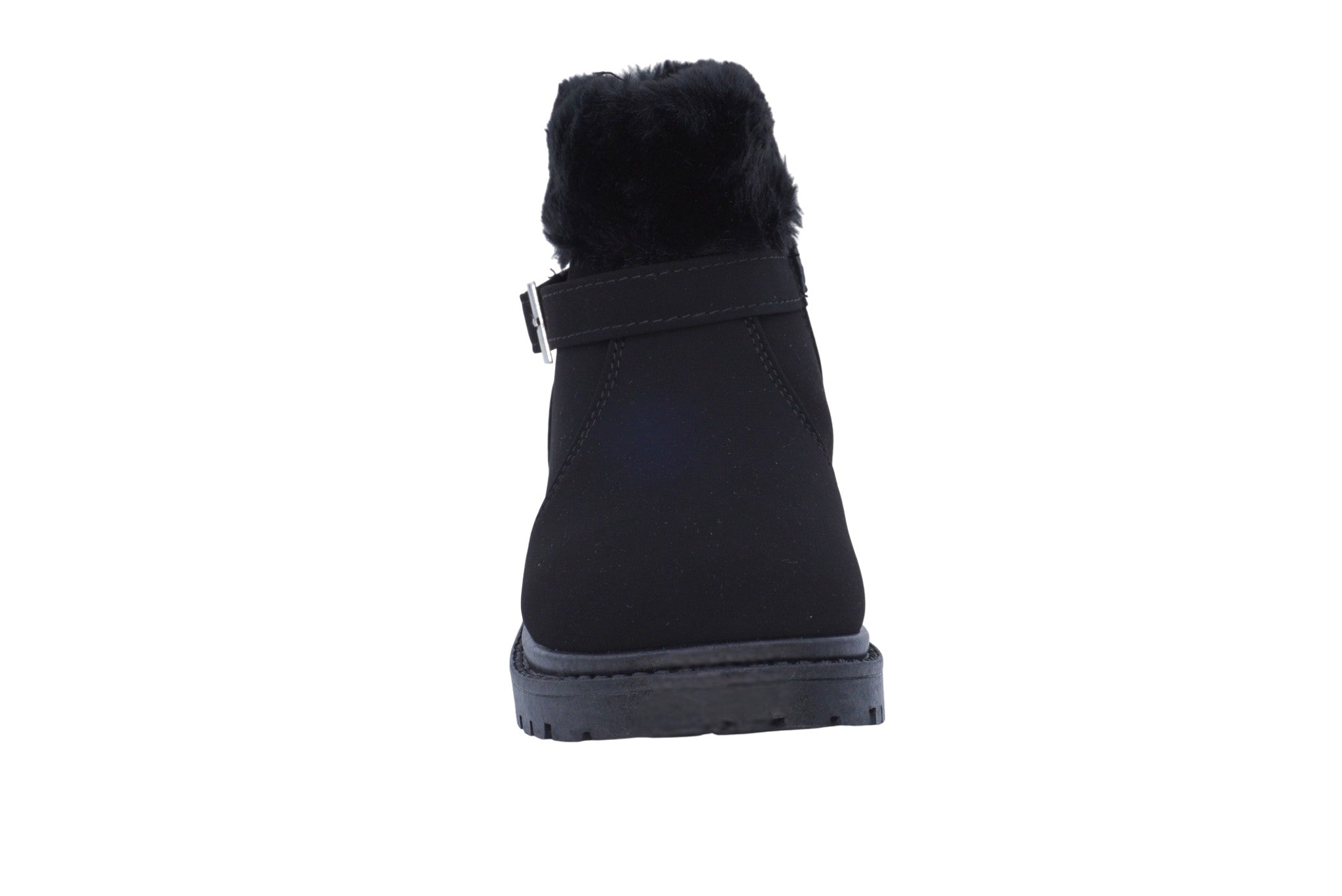 Toddler Black Buckle Fur Boot