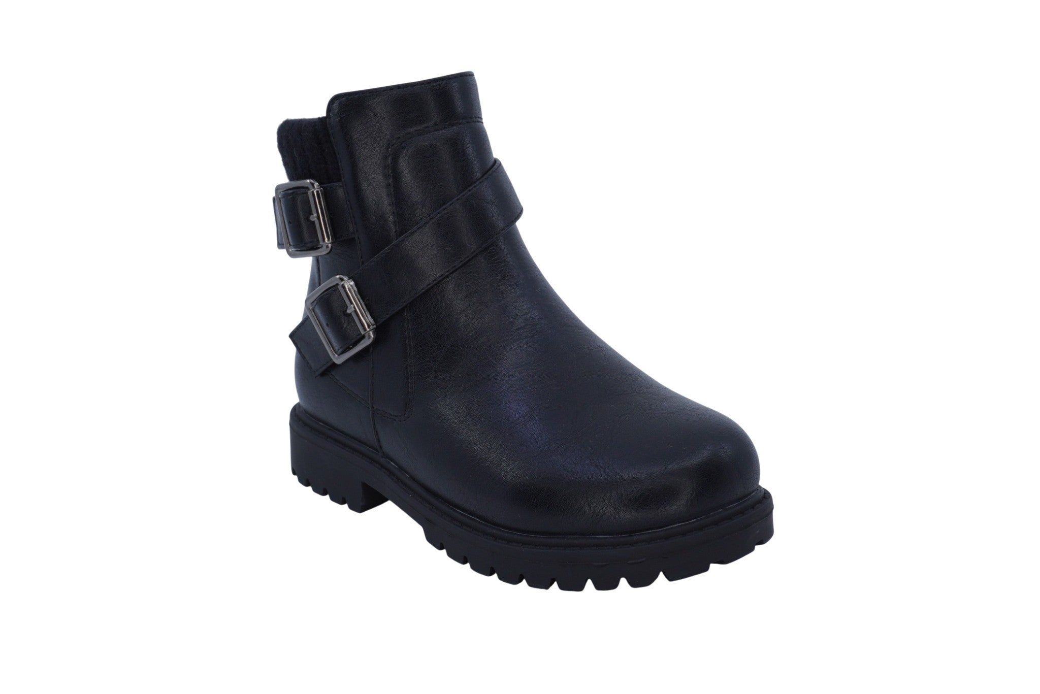 girls-black-vegan-leather-buckle-boot