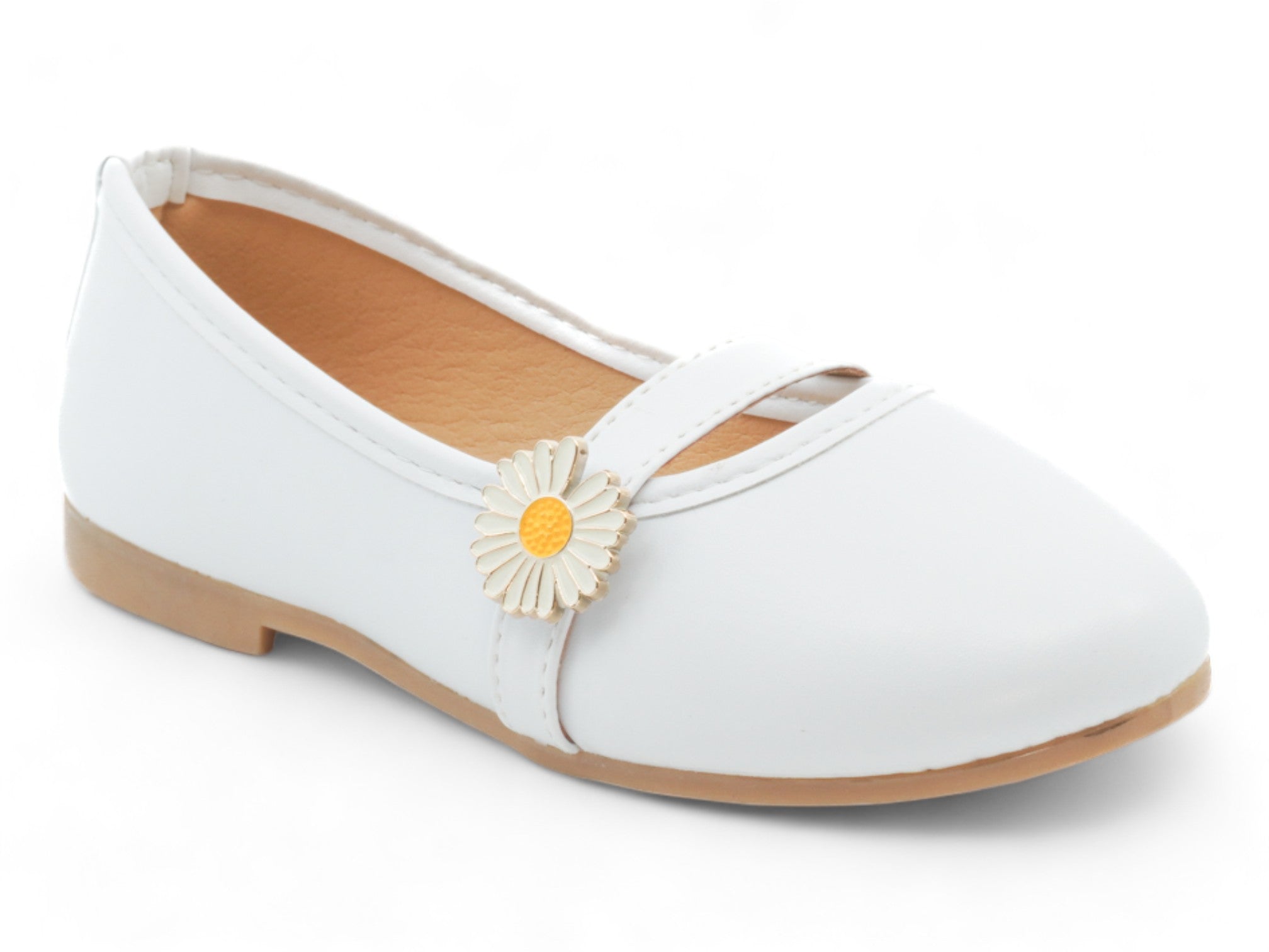 Toddler White Lizzie Flat