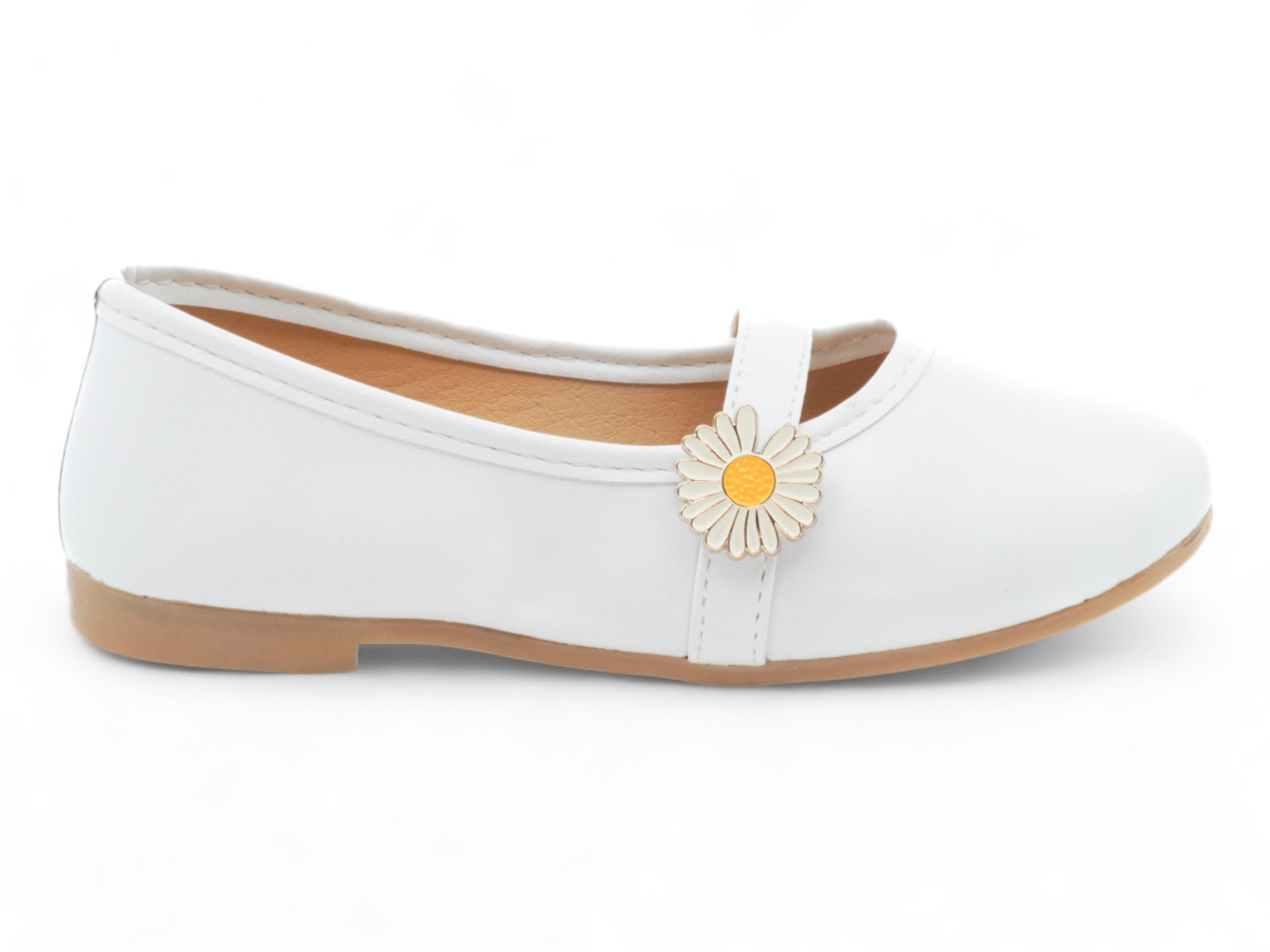 Toddler White Lizzie Flat