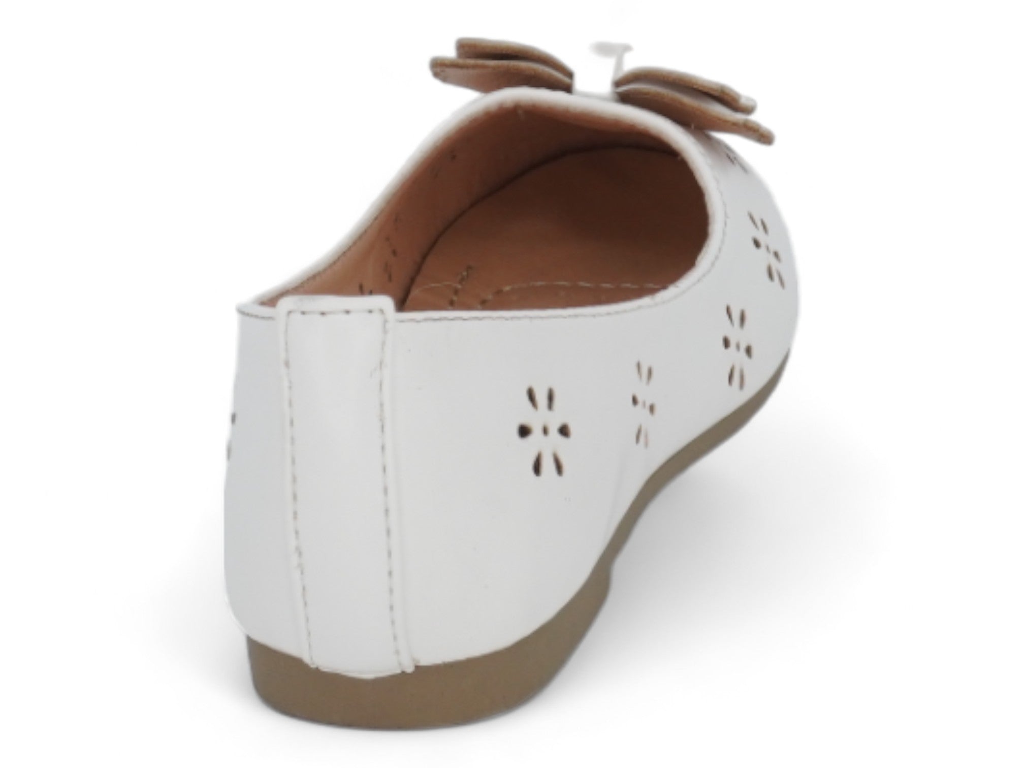 Girls' White Amaya Bow Flat