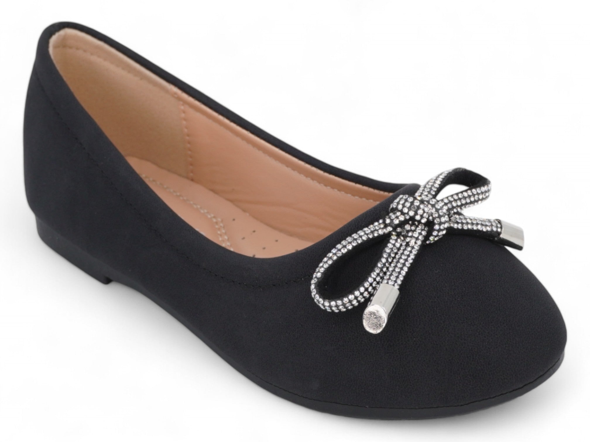 Girls Black Kitty Flat
