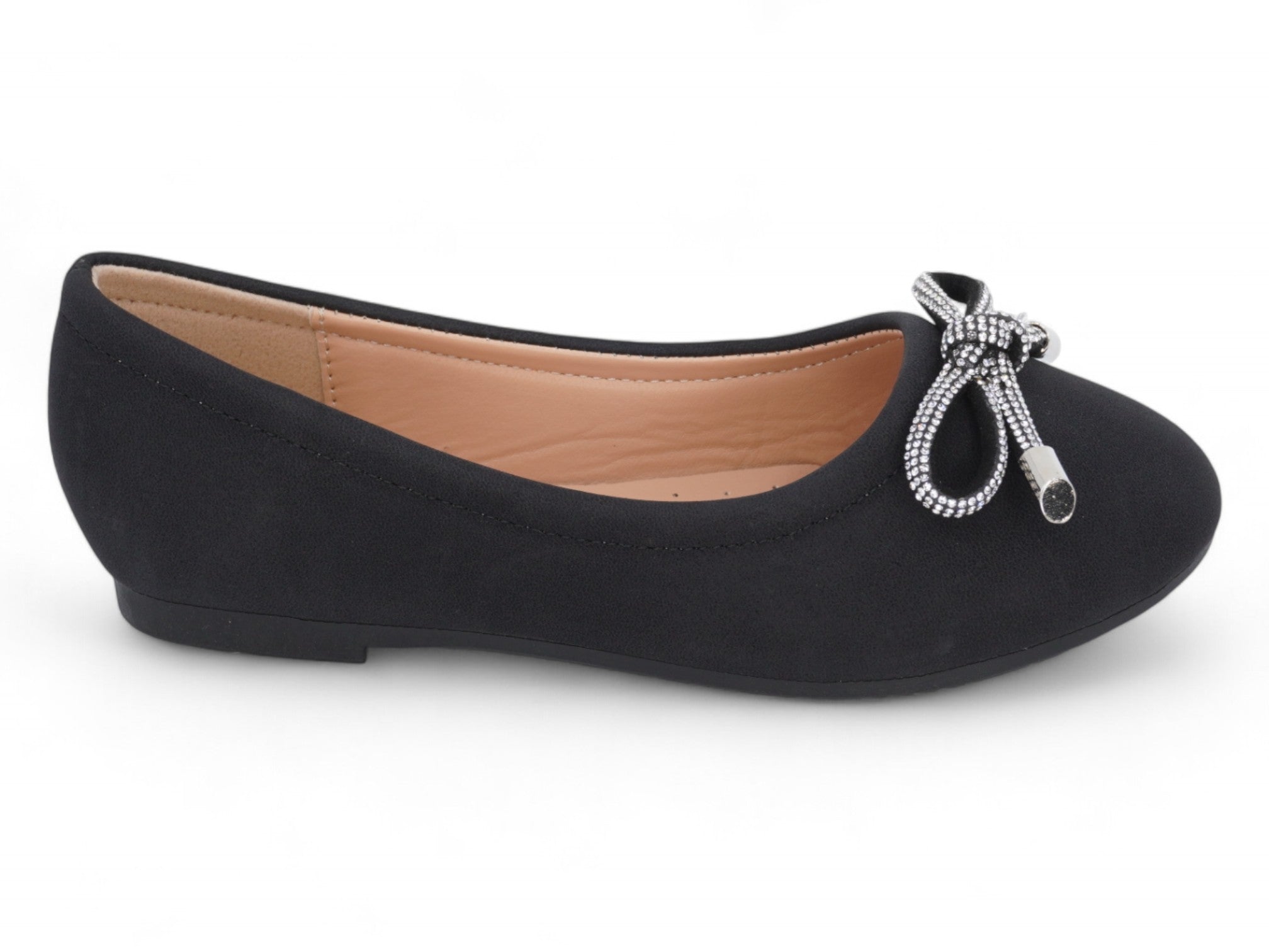 Girls Black Kitty Flat