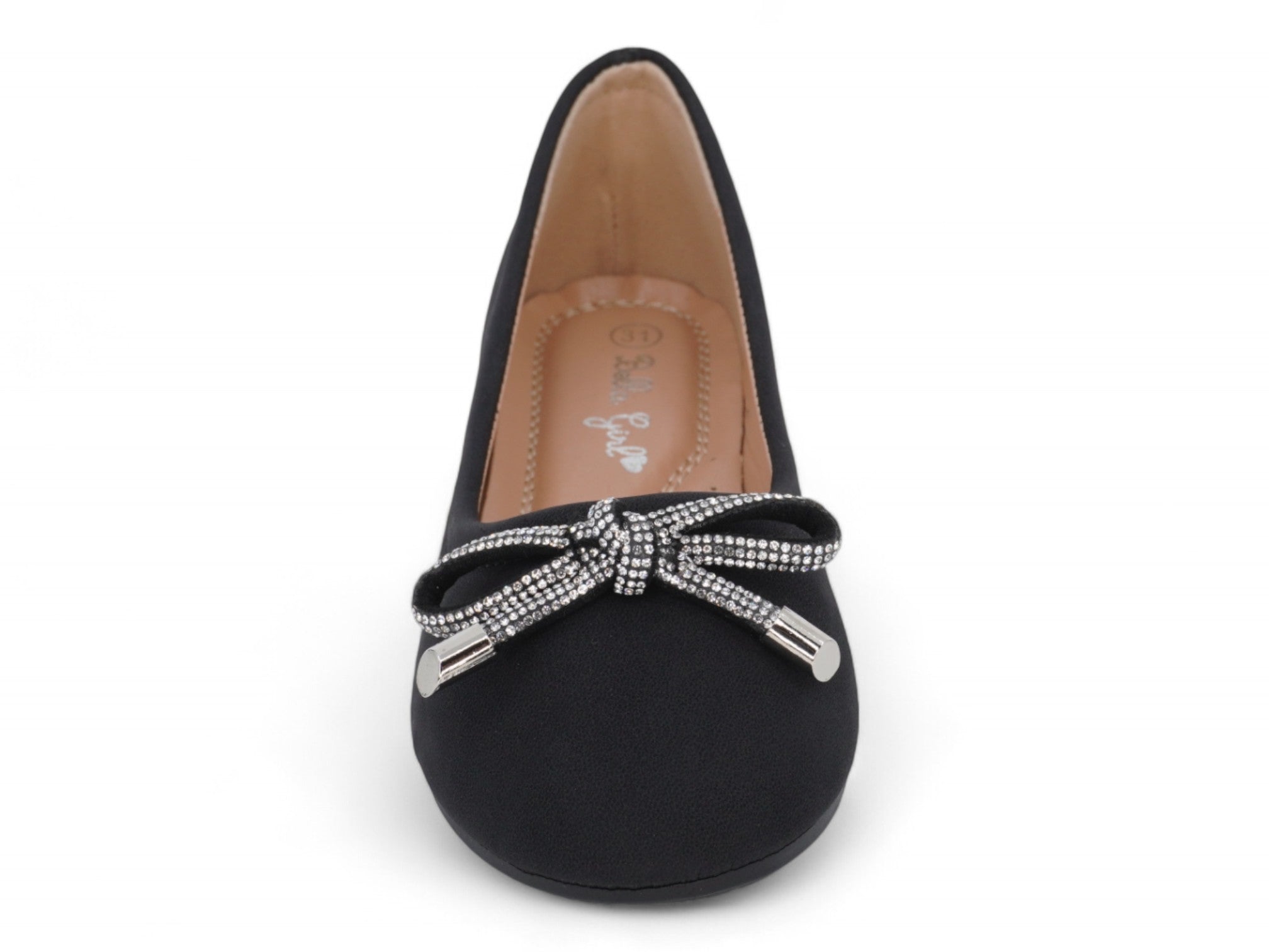 Girls Black Kitty Flat