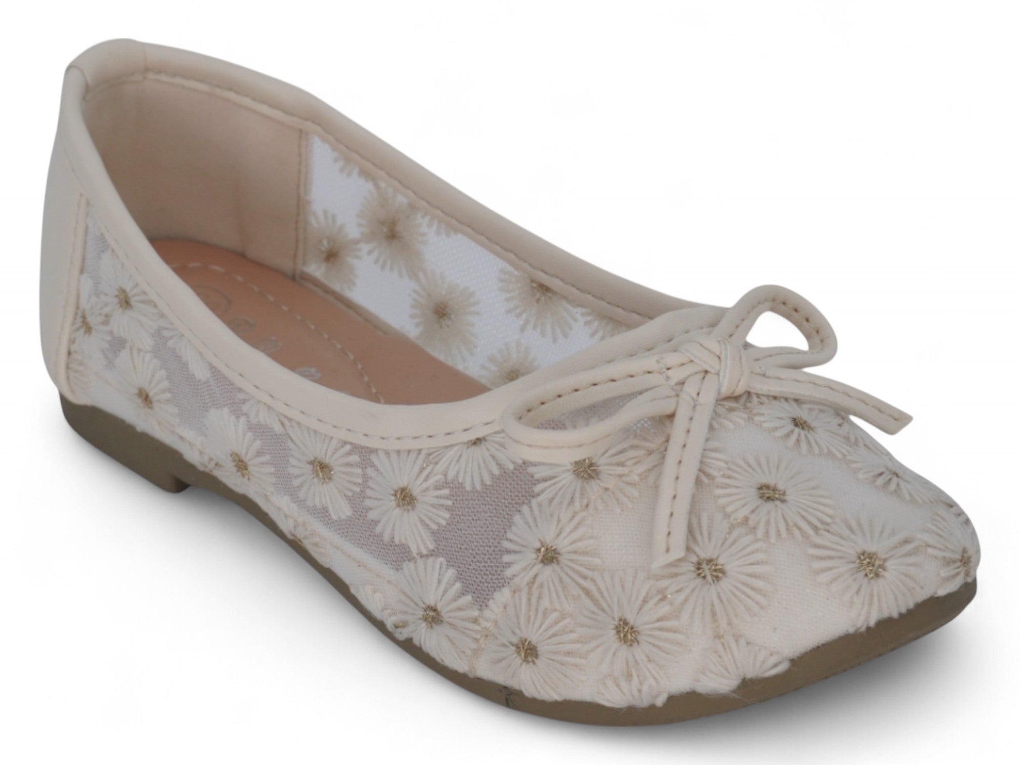 Girls Ivory Daisy Flat