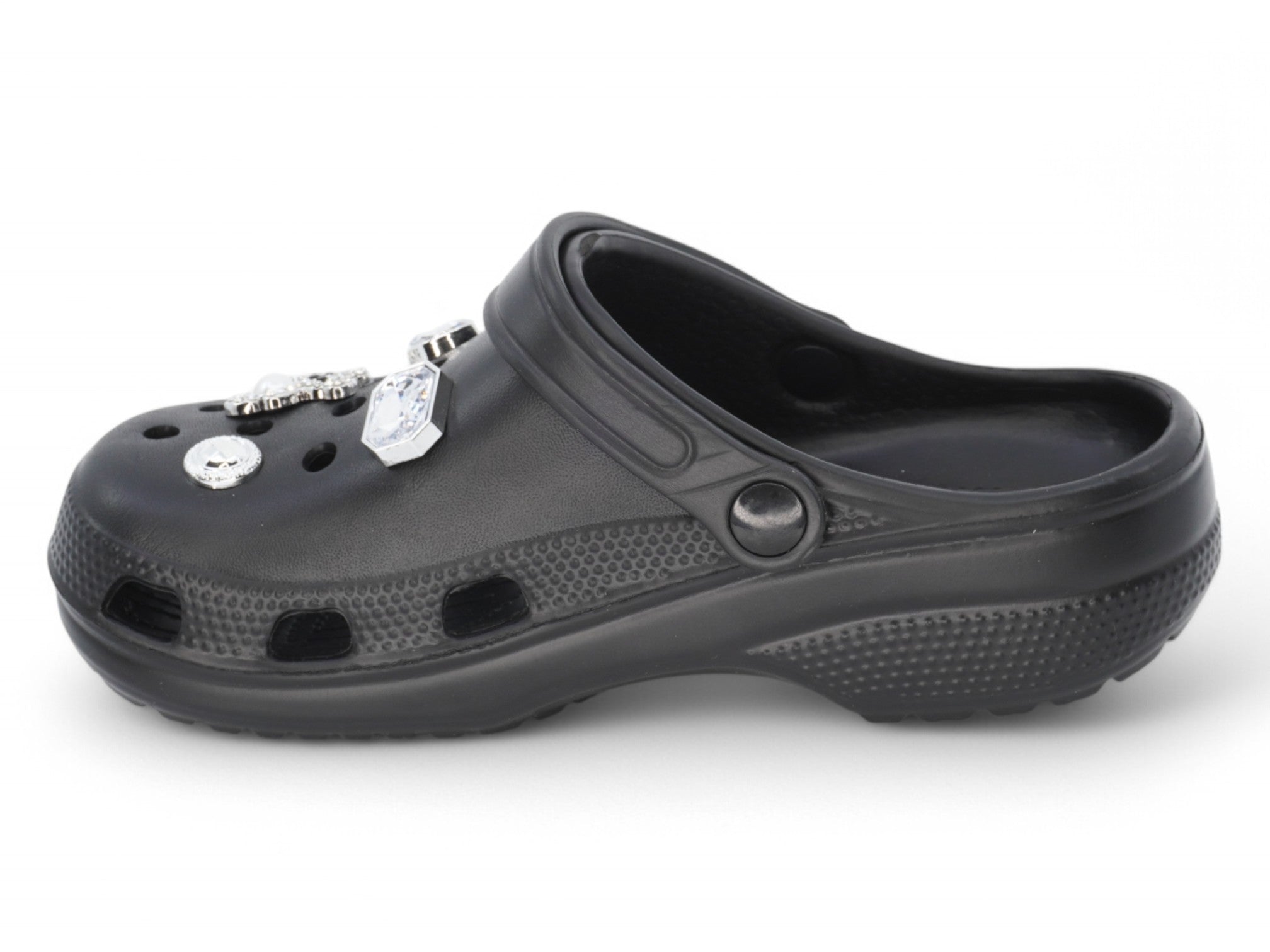 Girls Black CZ Charm Clog