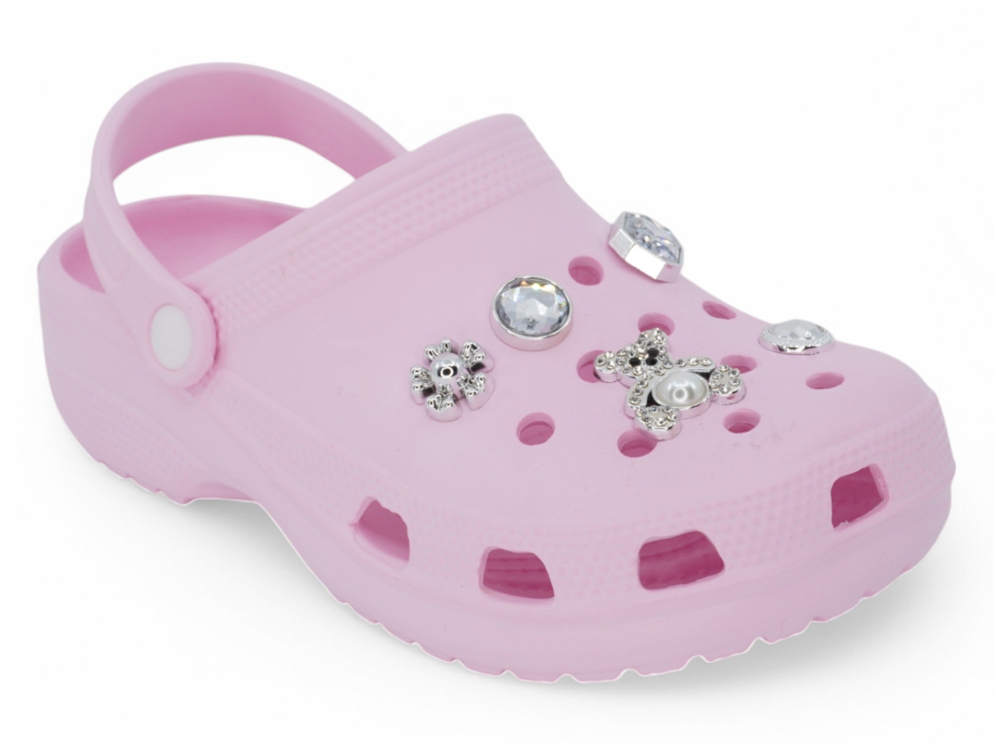 Girls Pink CZ Charm Clog
