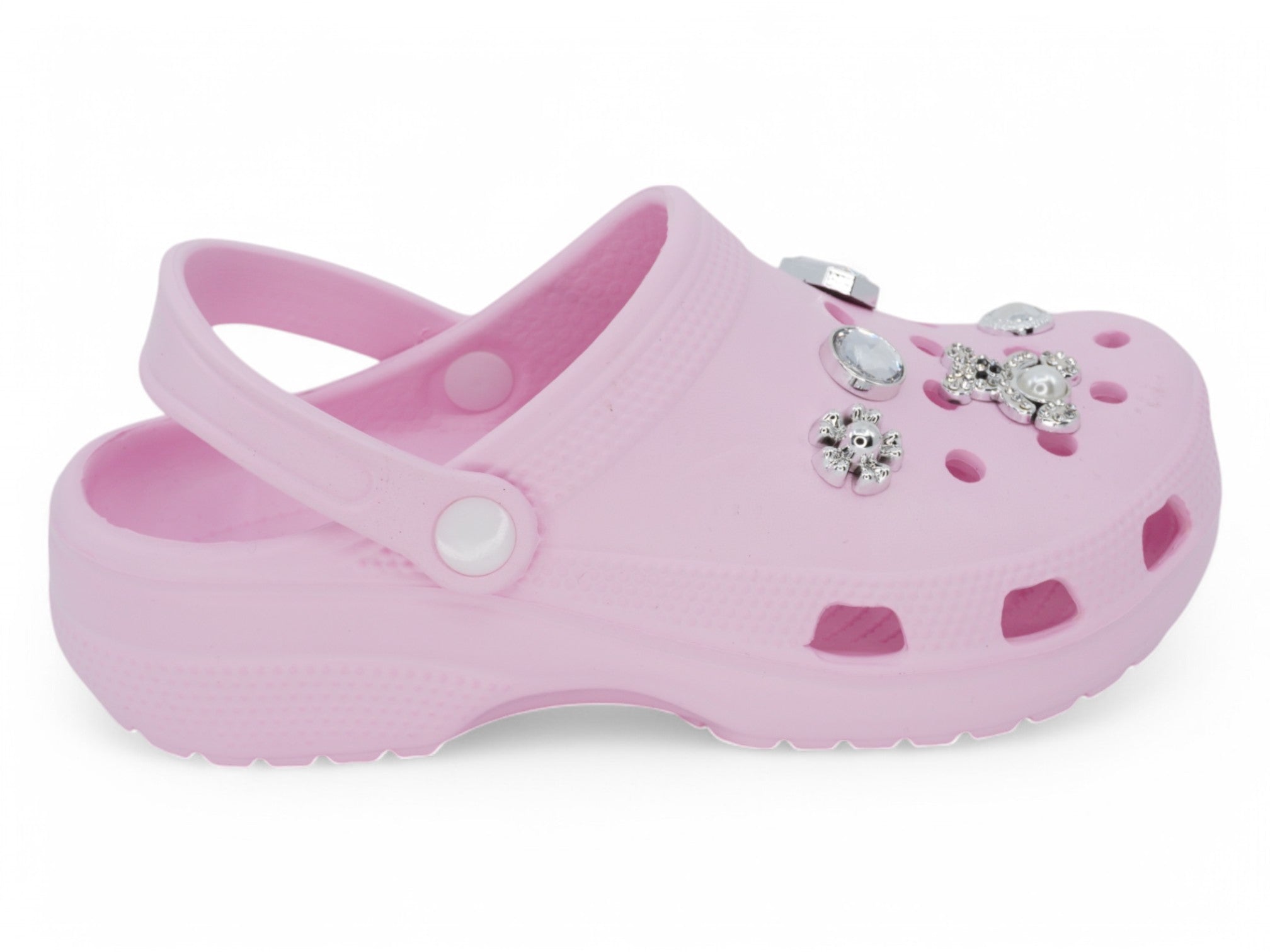 Girls Pink CZ Charm Clog