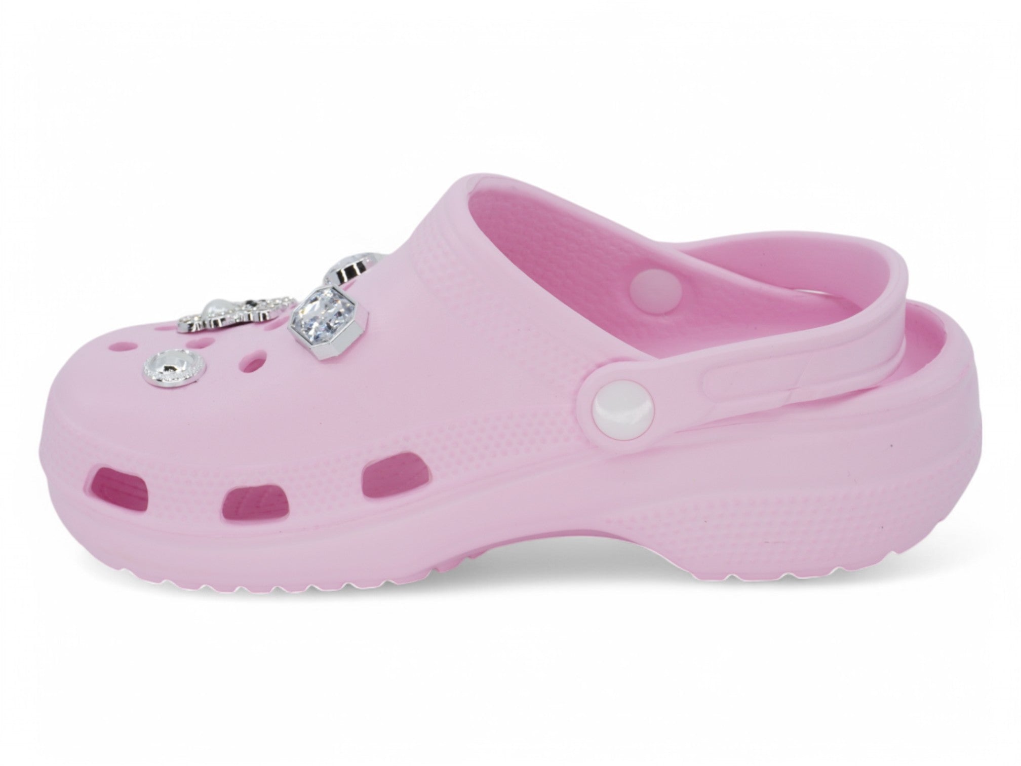 Girls Pink CZ Charm Clog