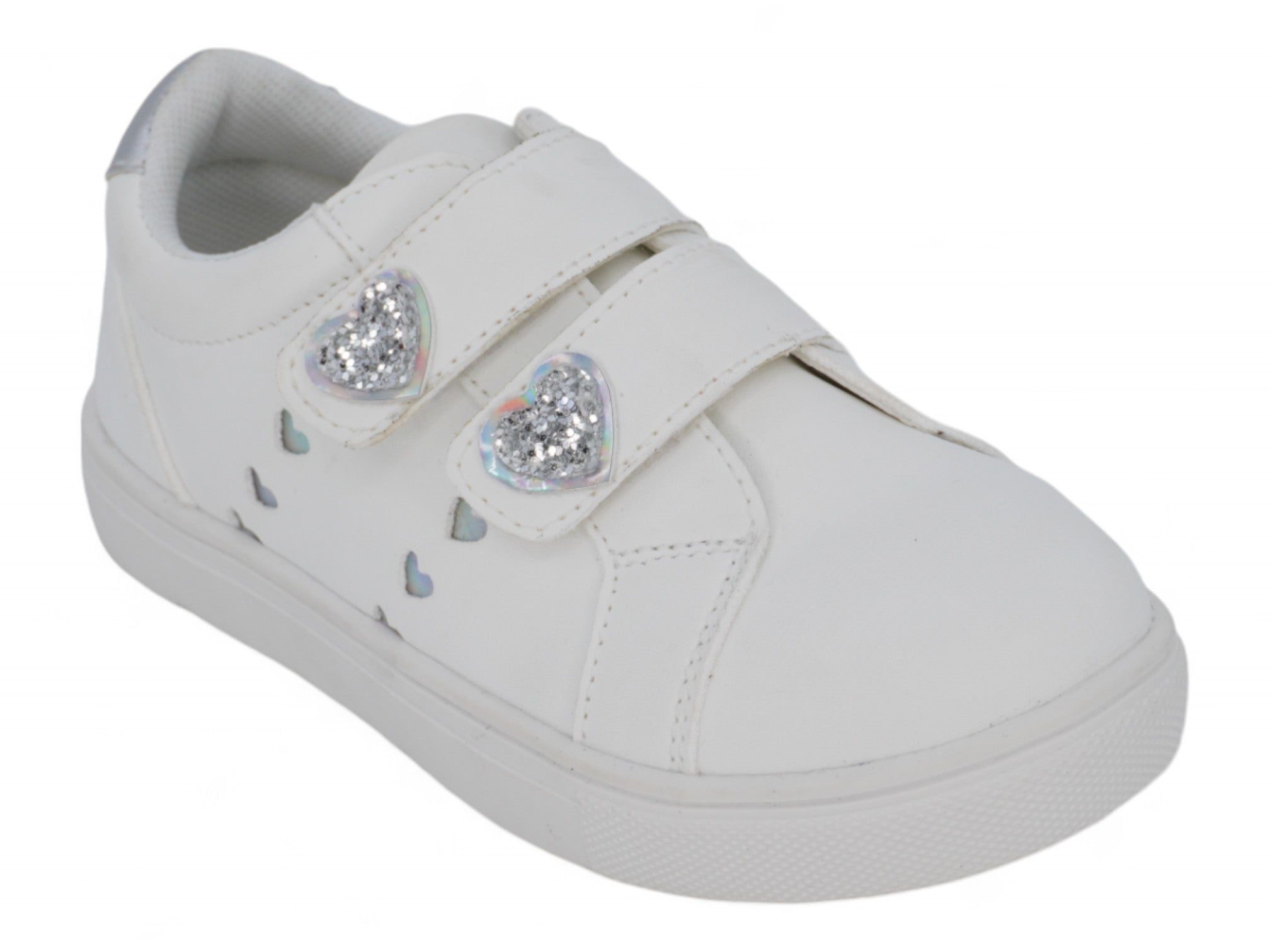Girls White Velcro Heart Sneaker