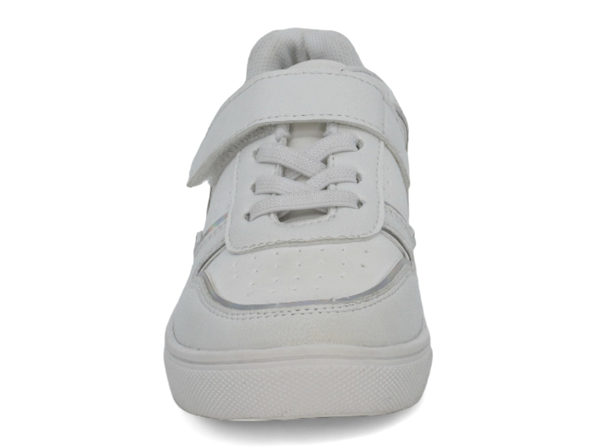 Toddler White & Silver Velcro Court Side Sneaker