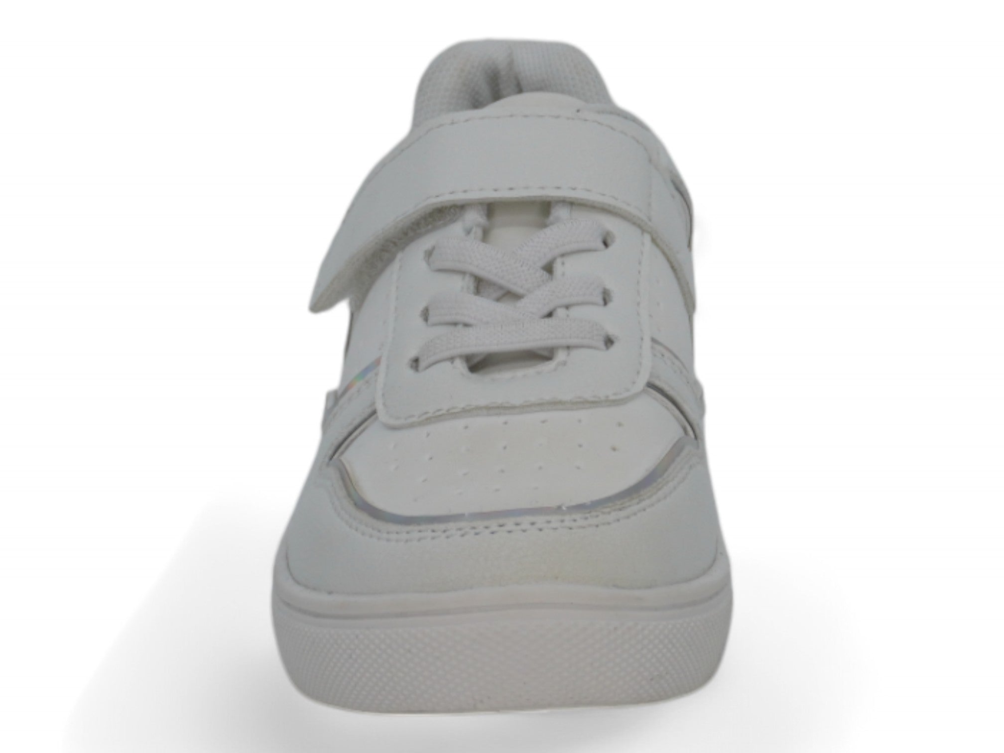 Toddler White & Silver Velcro Court Side Sneaker