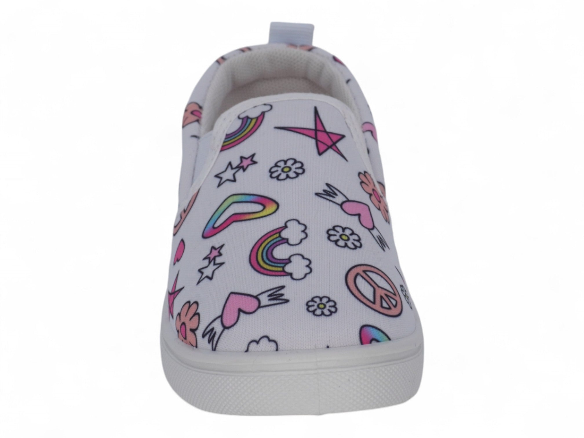 Toddler White Rainbow Print Slip On