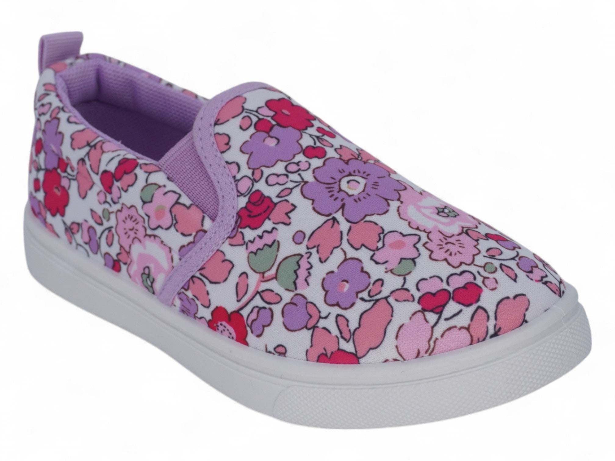 Toddler White Purple Multicolor Flower Slip On