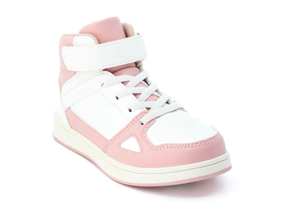 Girls Pink & White High Top Sneaker