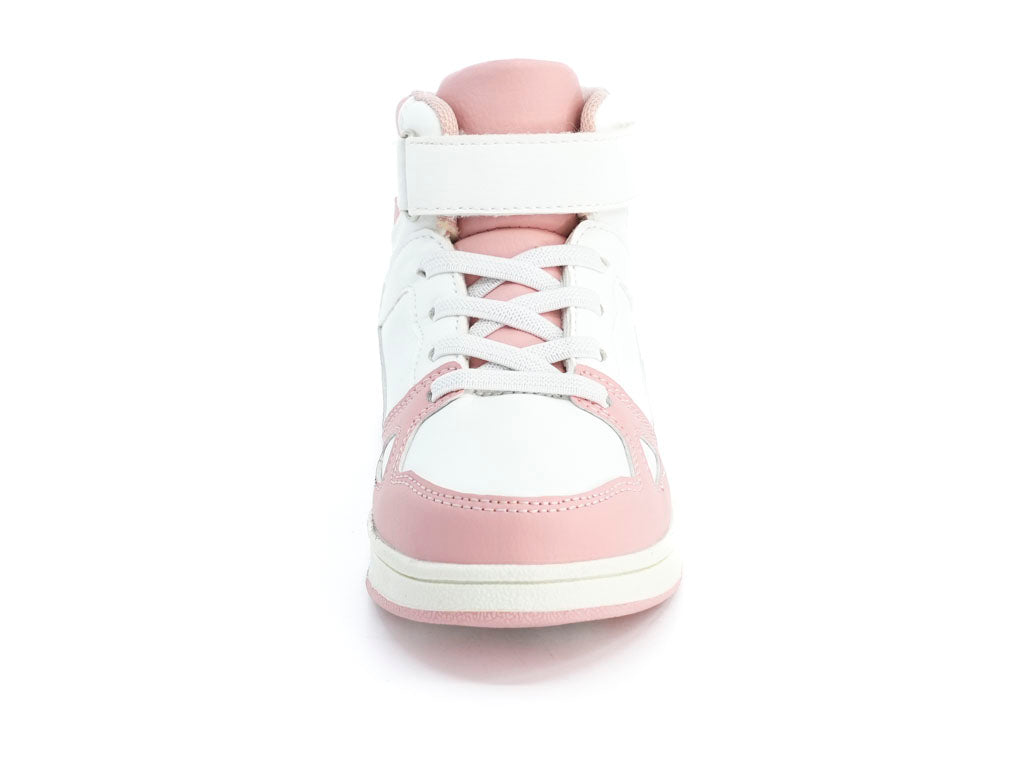 Girls Pink & White High Top Sneaker
