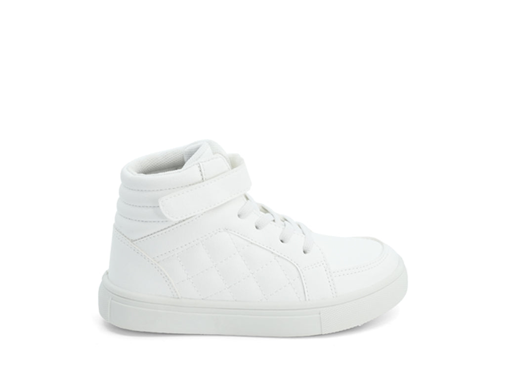 Girls' White Quilted Vegan Leather High Top