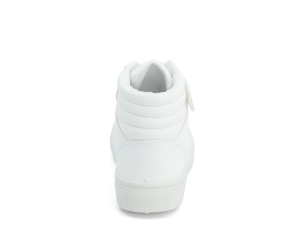 Girls' White Quilted Vegan Leather High Top