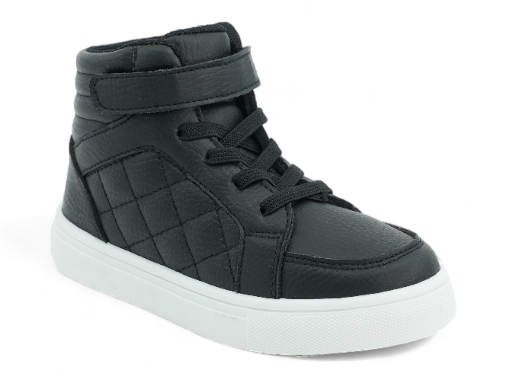 Girls' Black Quilted Vegan Leather High Top